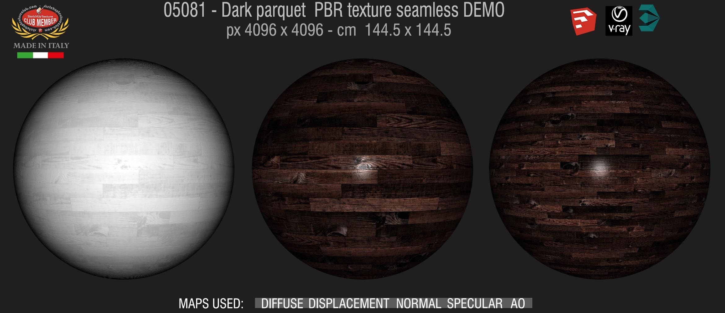 05081 Dark parquet PBR texture seamless DEMO