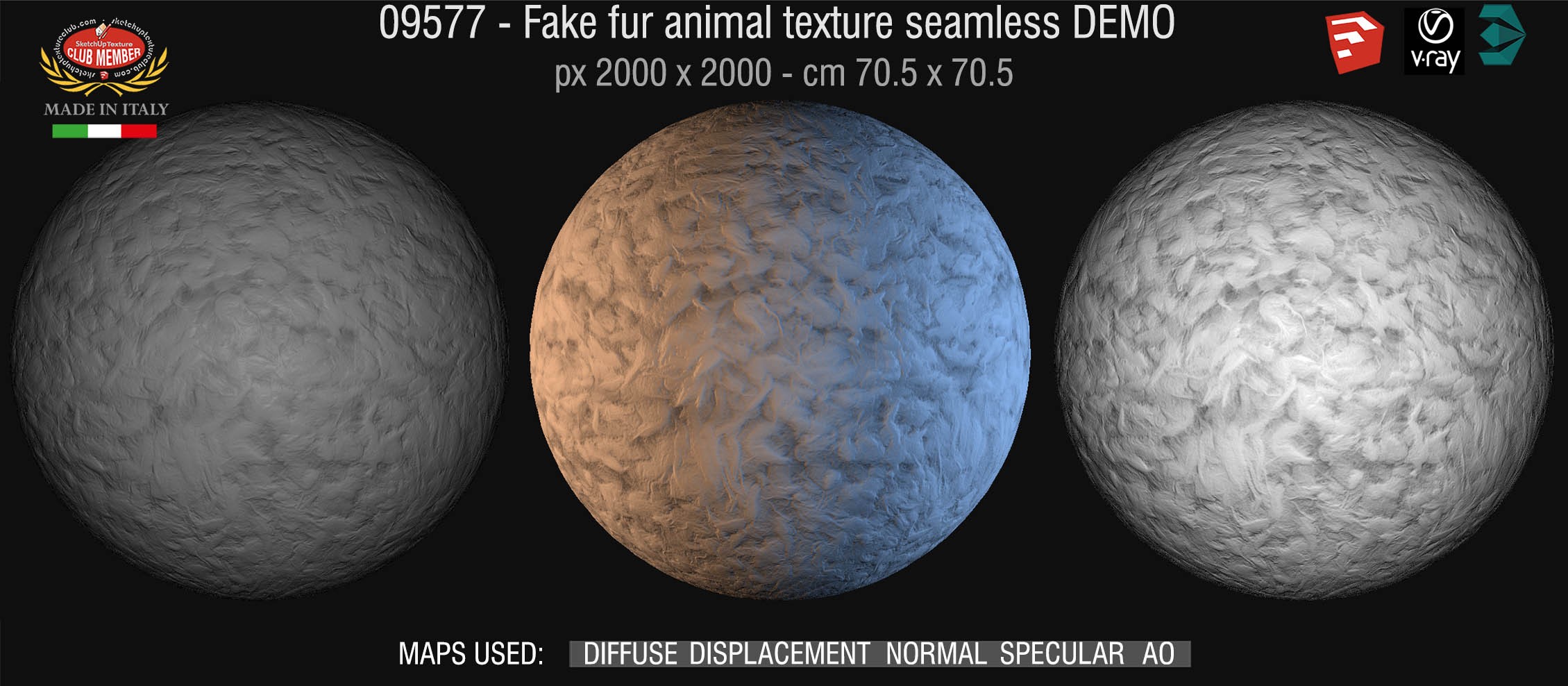 09577 HR fake fur animal texture seamless + maps DEMO