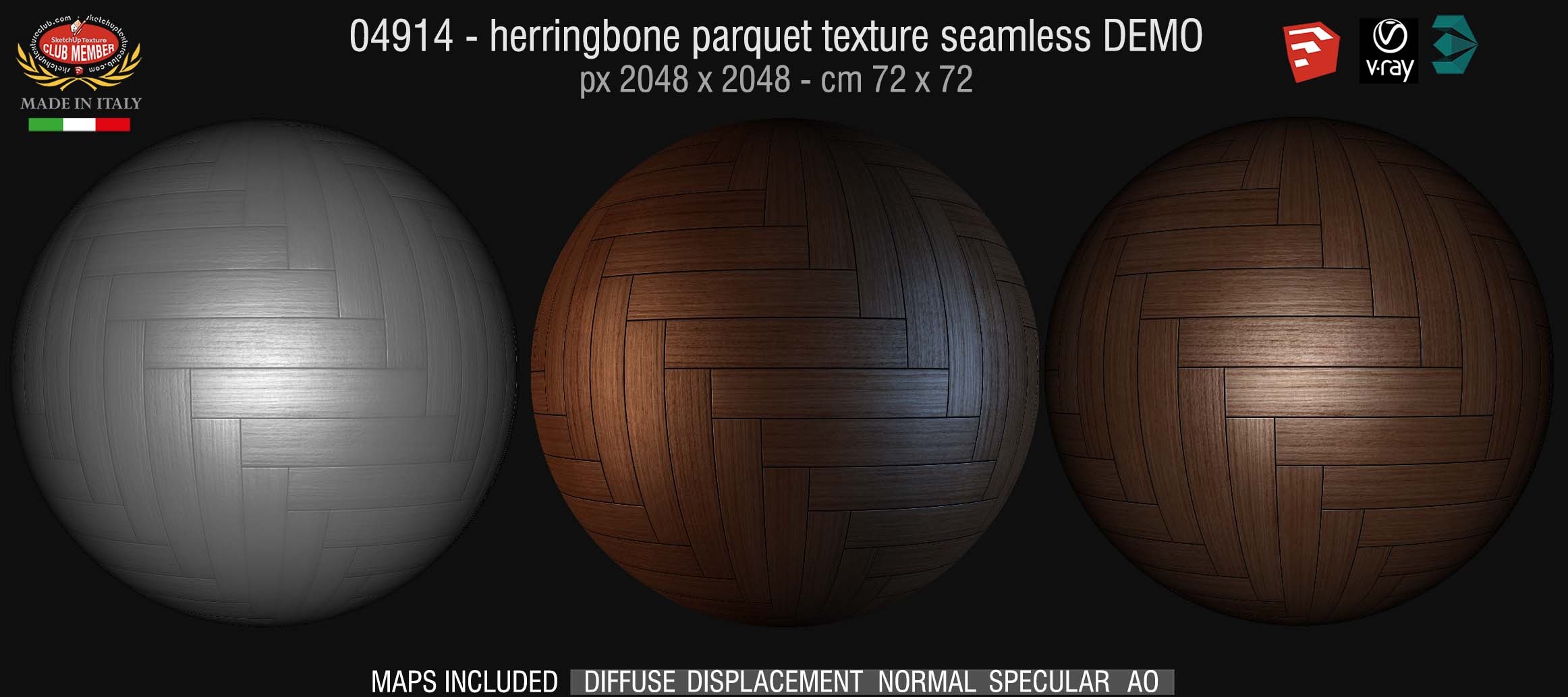 04914 HR  Herringbone parquet texture seamless + maps DEMO