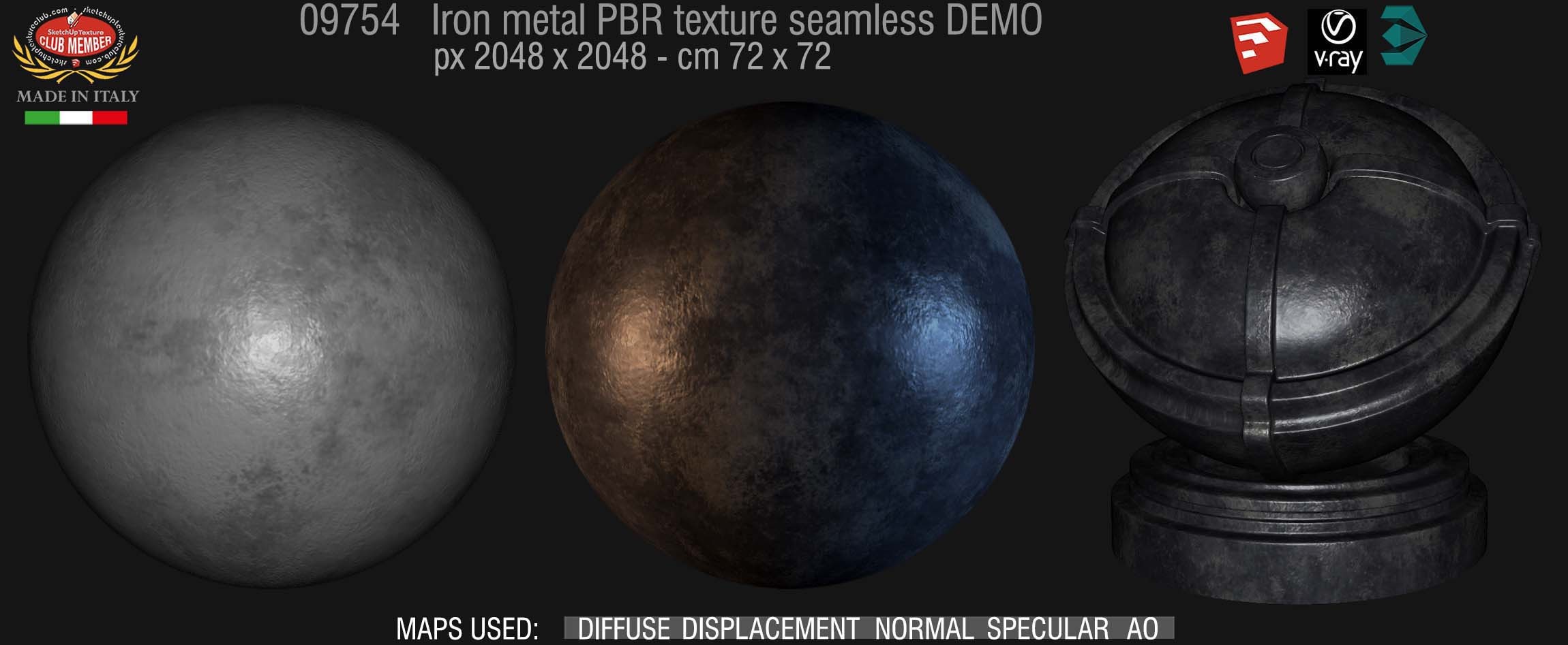 09754 Iron metal PBR texture seamless DEMO