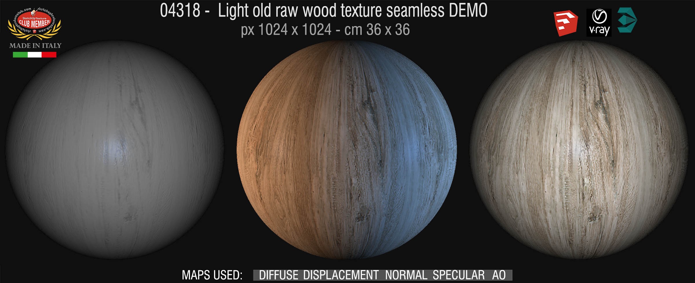 04318 Light old raw wood PBR texture seamless DEMO