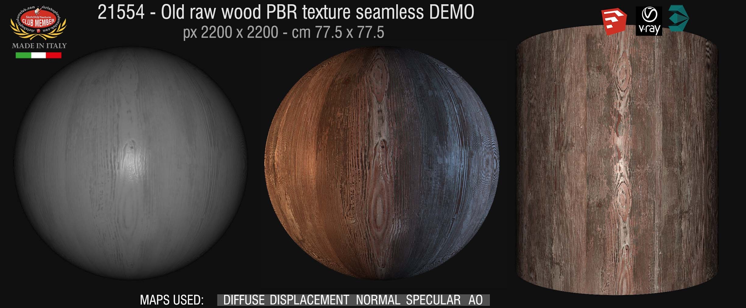 21554 Old raw wood PBR texture seamless DEMO