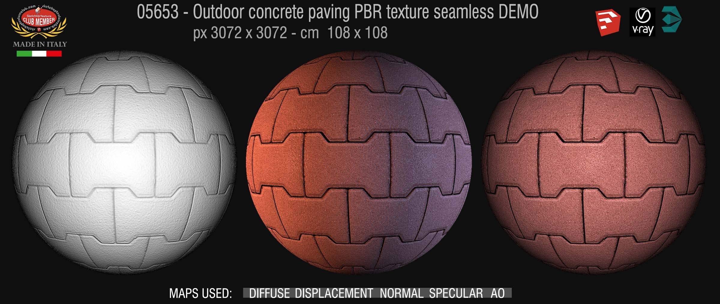 5653 Paving outdoor concrete regular block PBR texture seamless DEMO