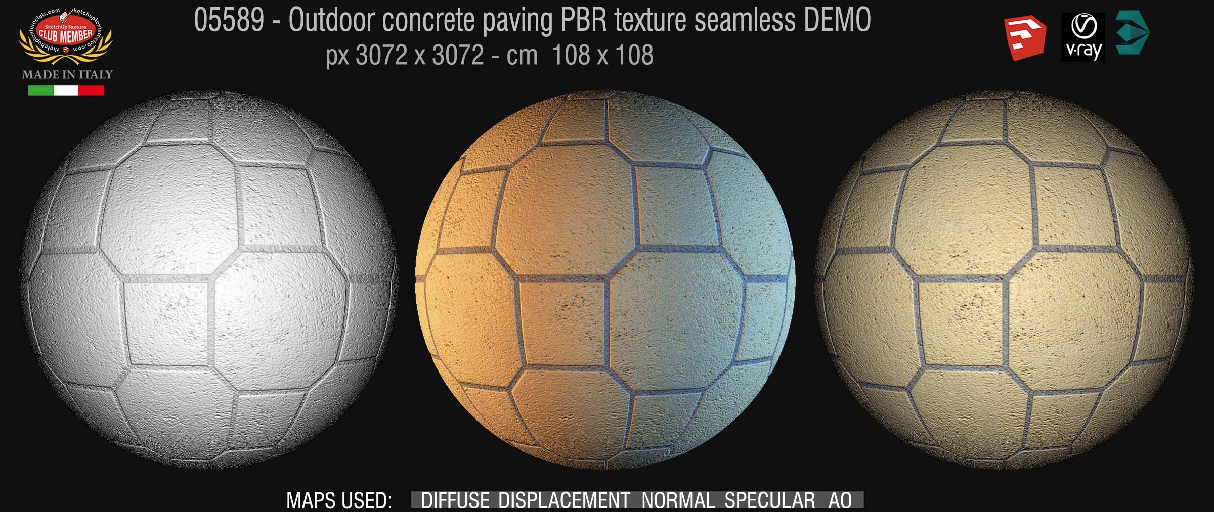 05589 Outdoor concrete paving PBR texture seamless DEMO