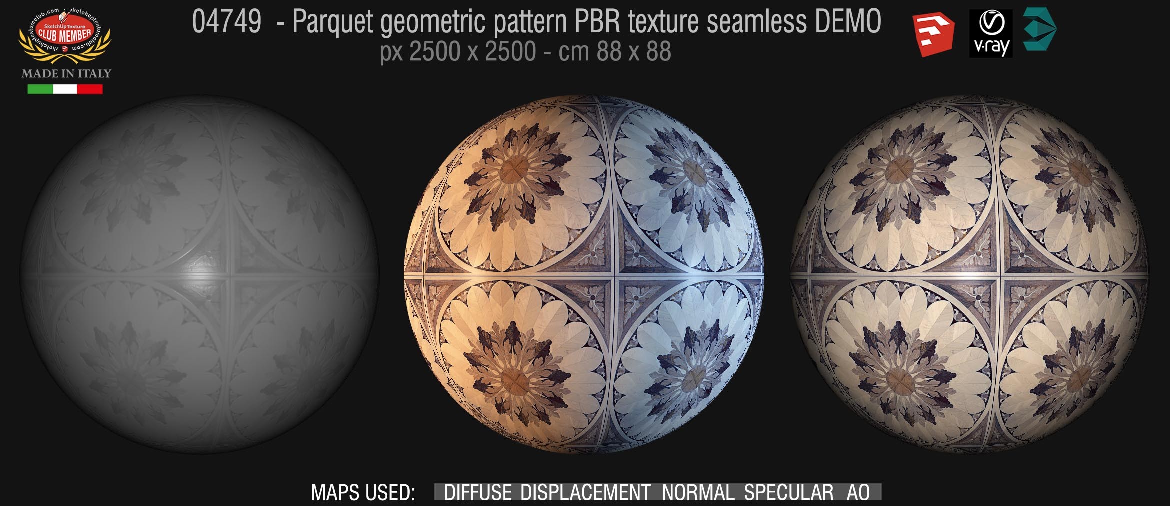 04749 Parquet geometric pattern PBR texture seamless DEMO