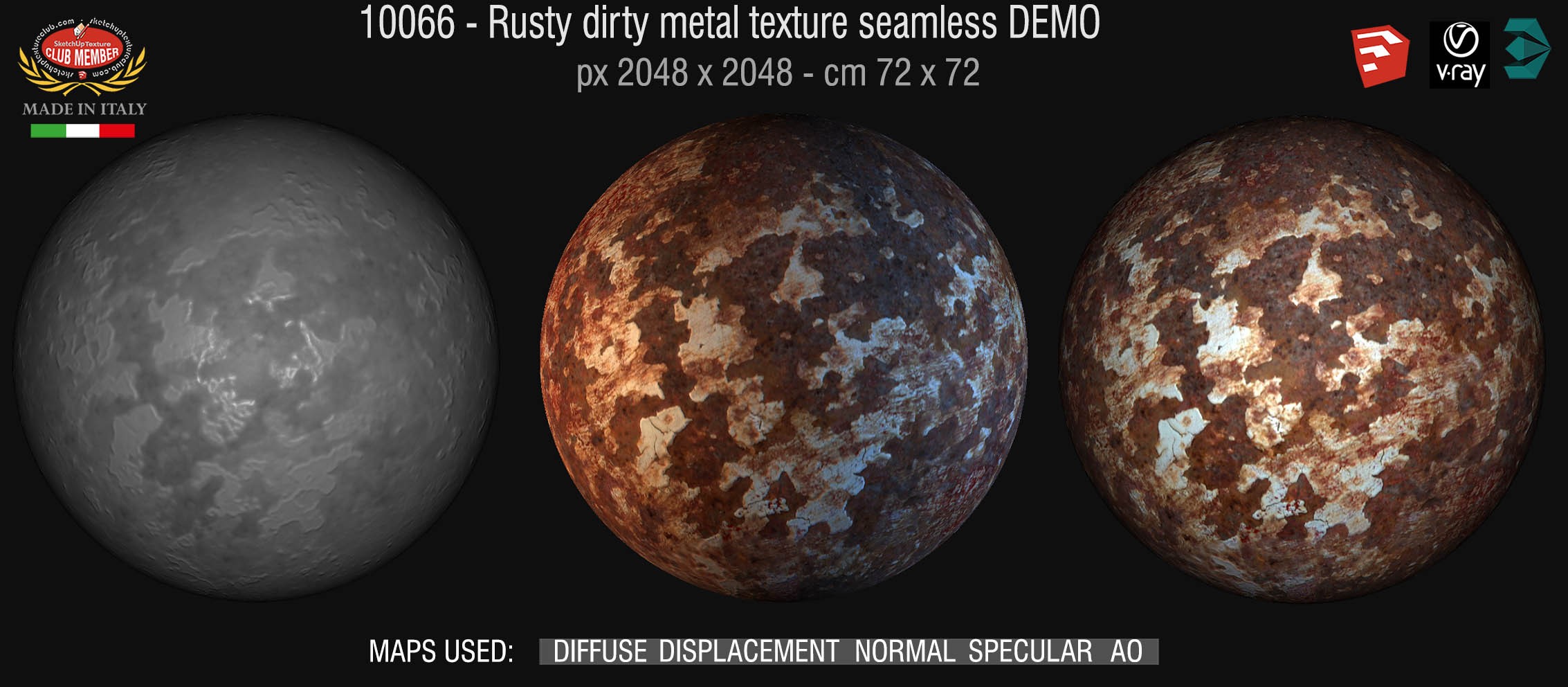 10066 HR Rusty dirty metal texture seamless + maps DEMO