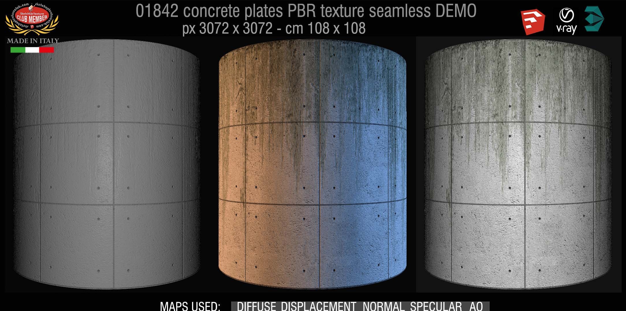 01842 Tadao Ando concrete plates PBR texture seamless DEMO