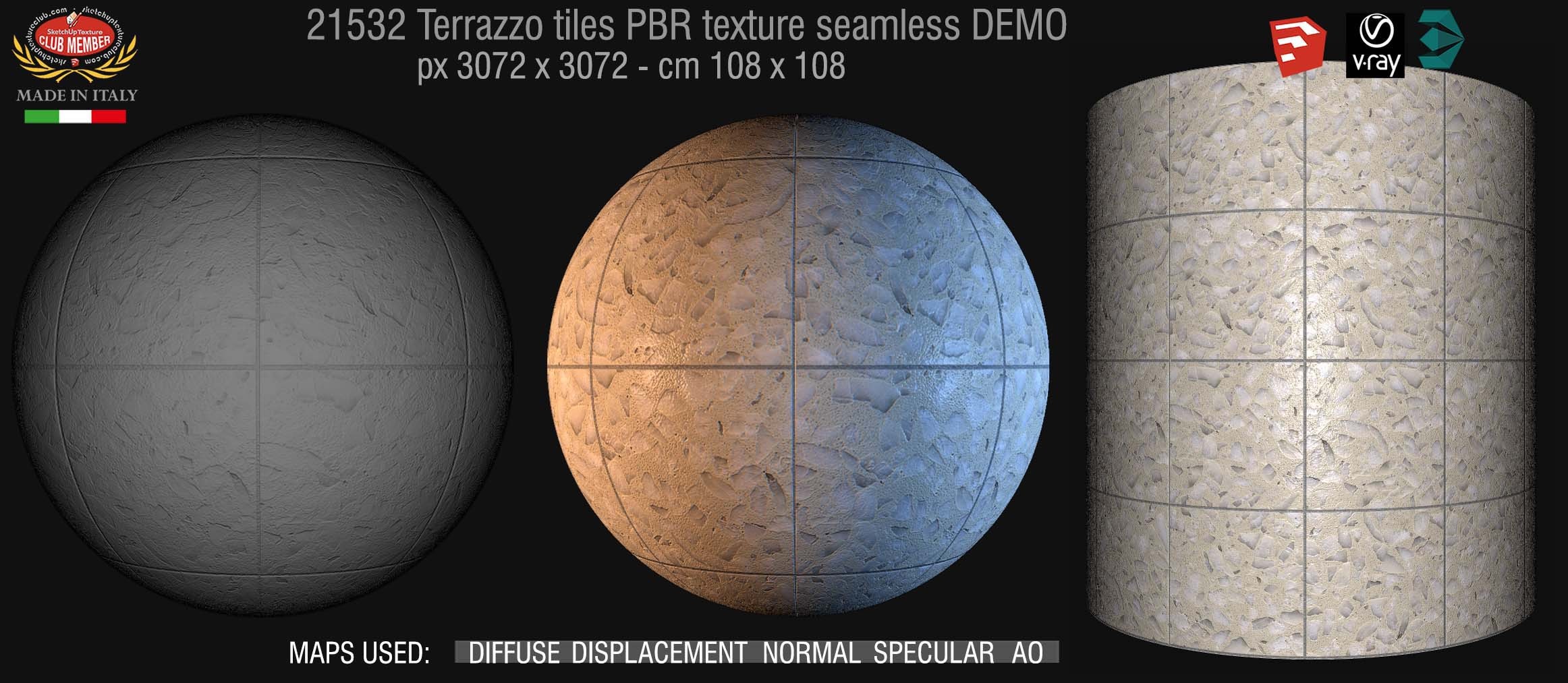21532 Terrazzo floor tile PBR texture seamless DEMO