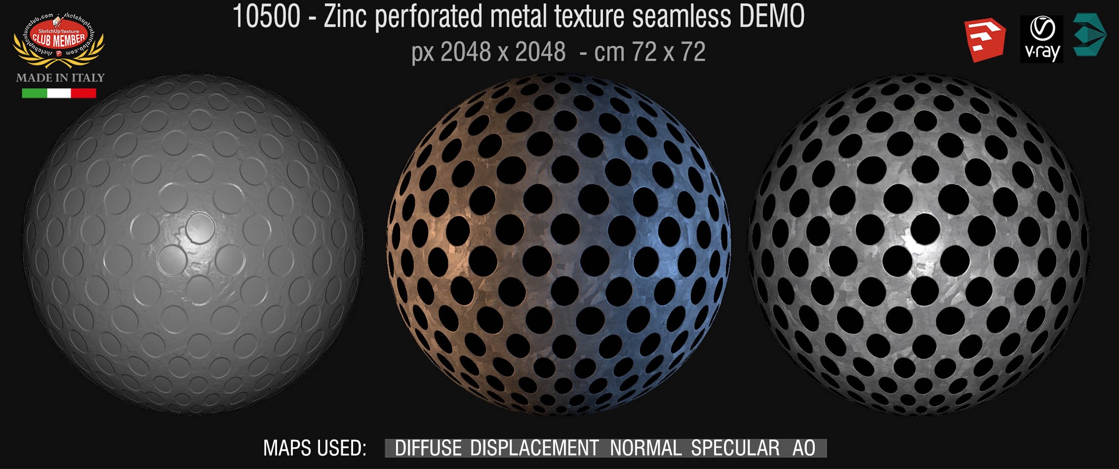 10500 HR Zinc perforated metal texture seamless + maps DEMO