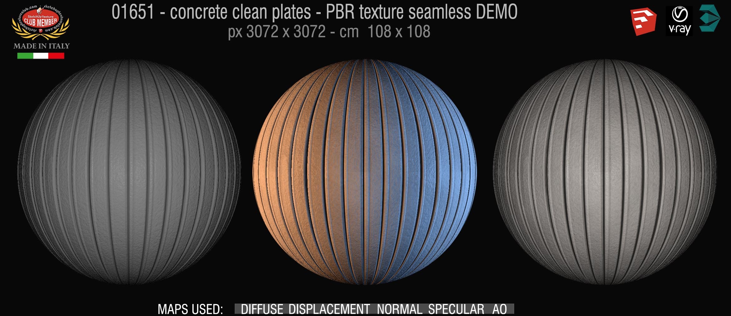 01651 concrete clean plates wall PBR texture seamless DEMO