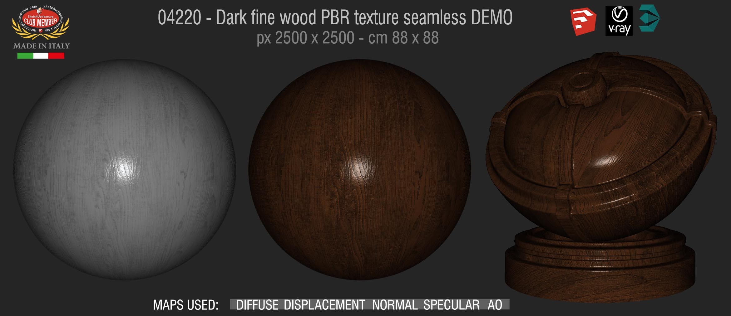 04220 Dark fine wood PBR texture seamless DEMO