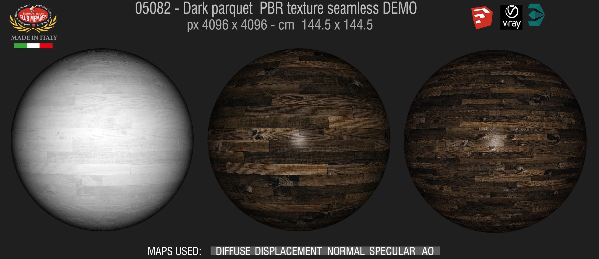 05082 Dark parquet PBR texture seamless DEMO