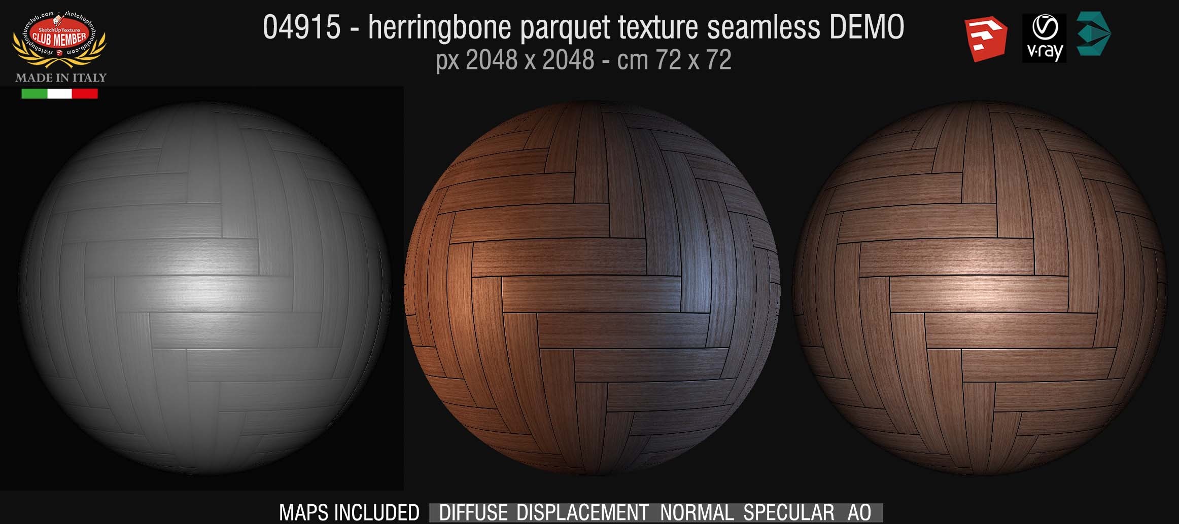04915 HR Herringbone parquet texture seamless + maps DEMO