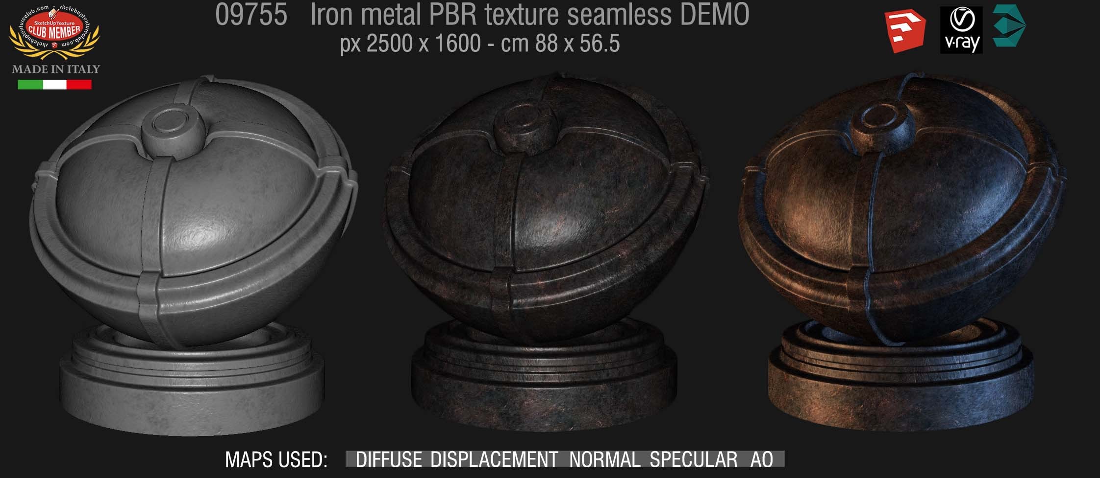 09755 Iron metal PBR texture seamless DEMO