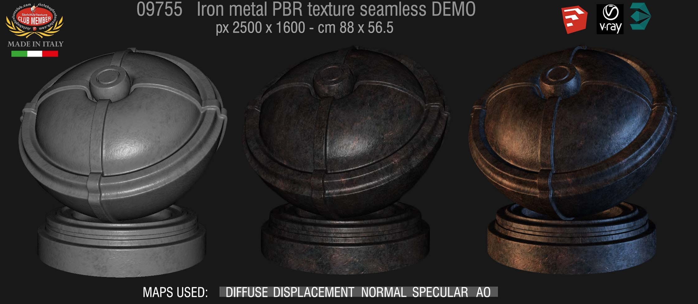 09755 Iron metal PBR texture seamless DEMO