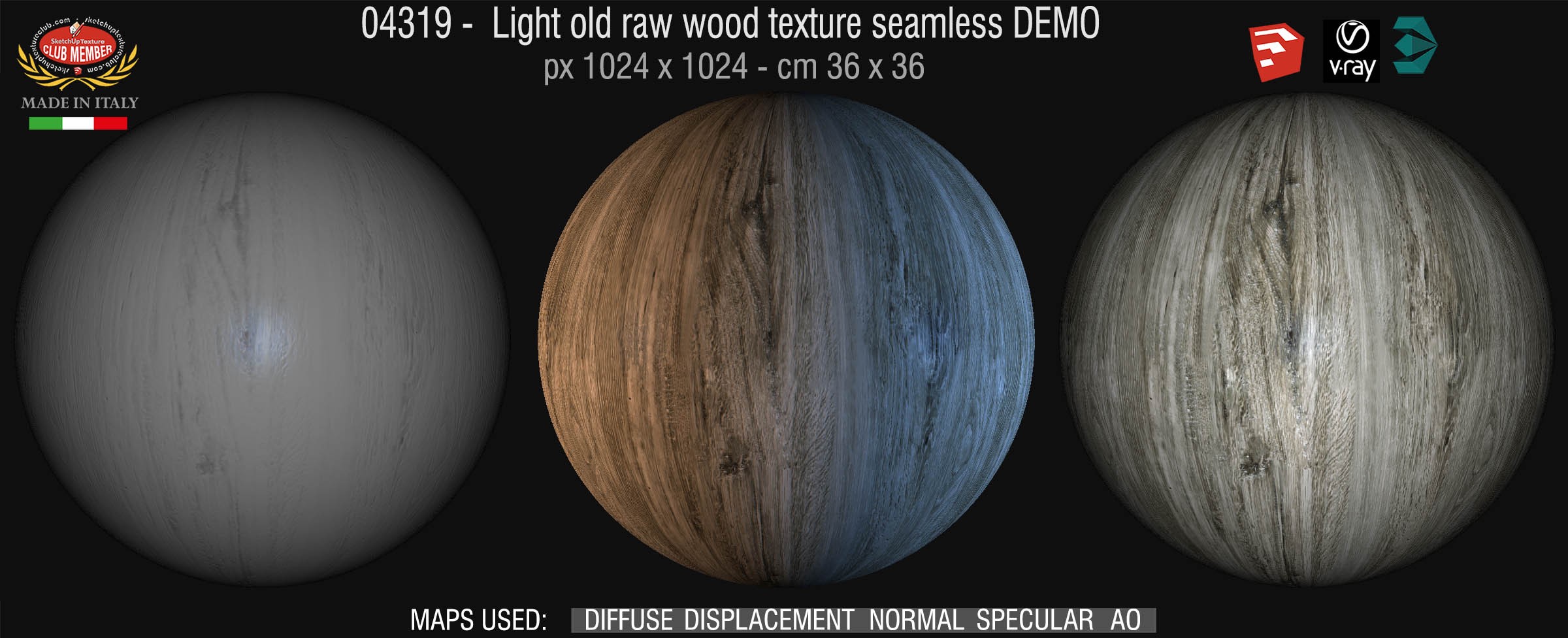 04319 Light old raw wood PBR texture seamless DEMO