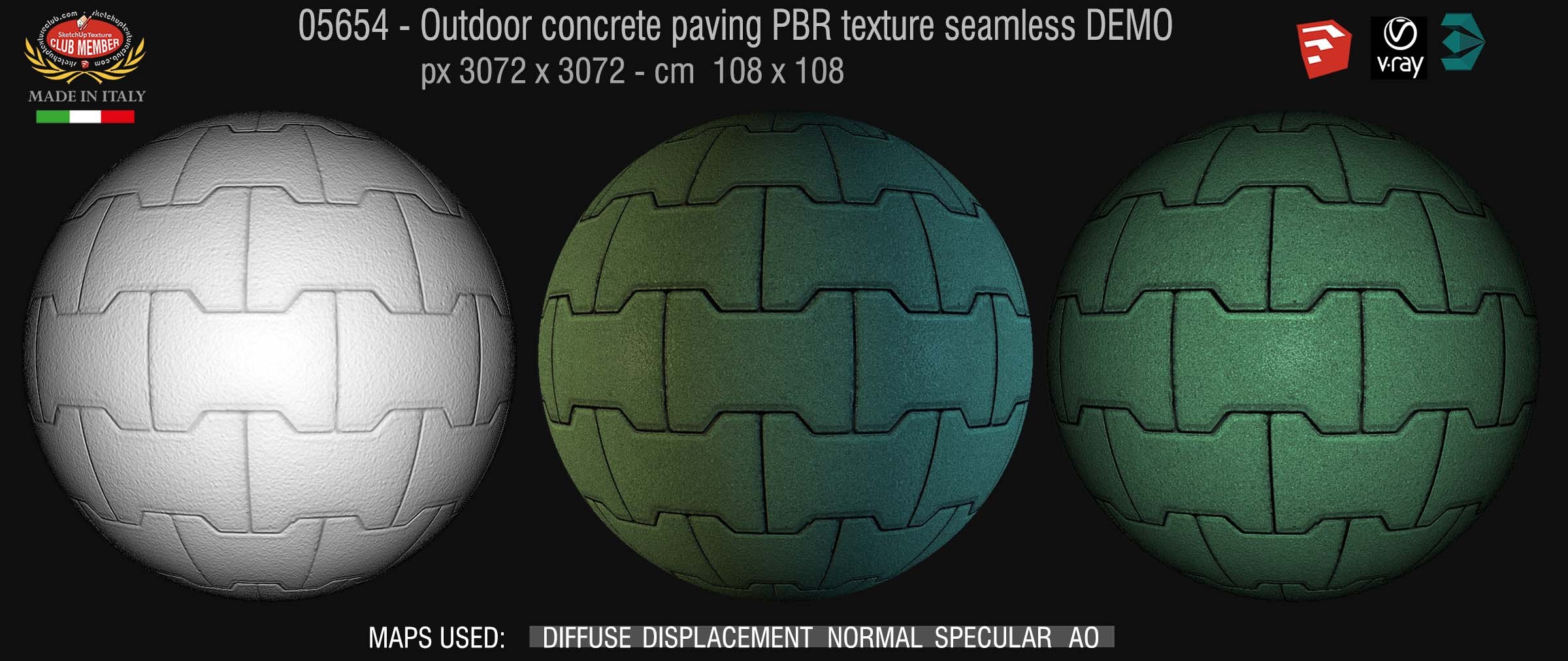 05654 Paving outdoor concrete regular block PBR texture seamless DEMO