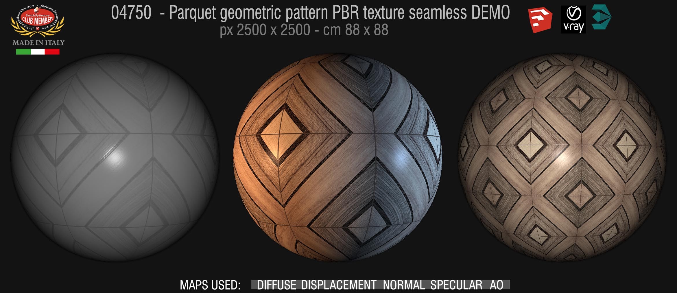 04750 Parquet geometric pattern PBR texture seamless DEMO