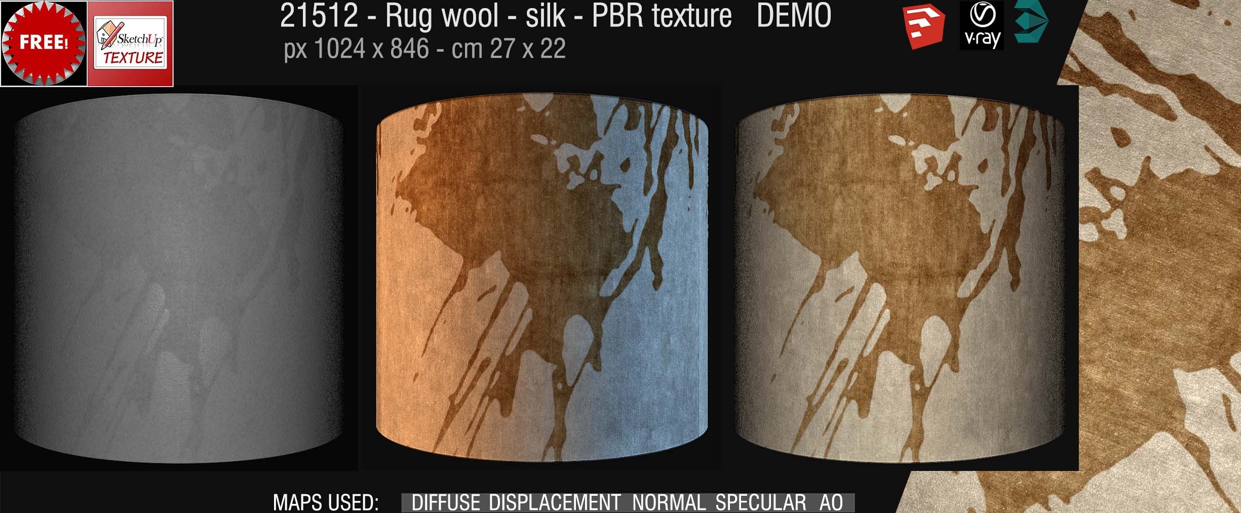 21512 Rug wool & silk PBR texture