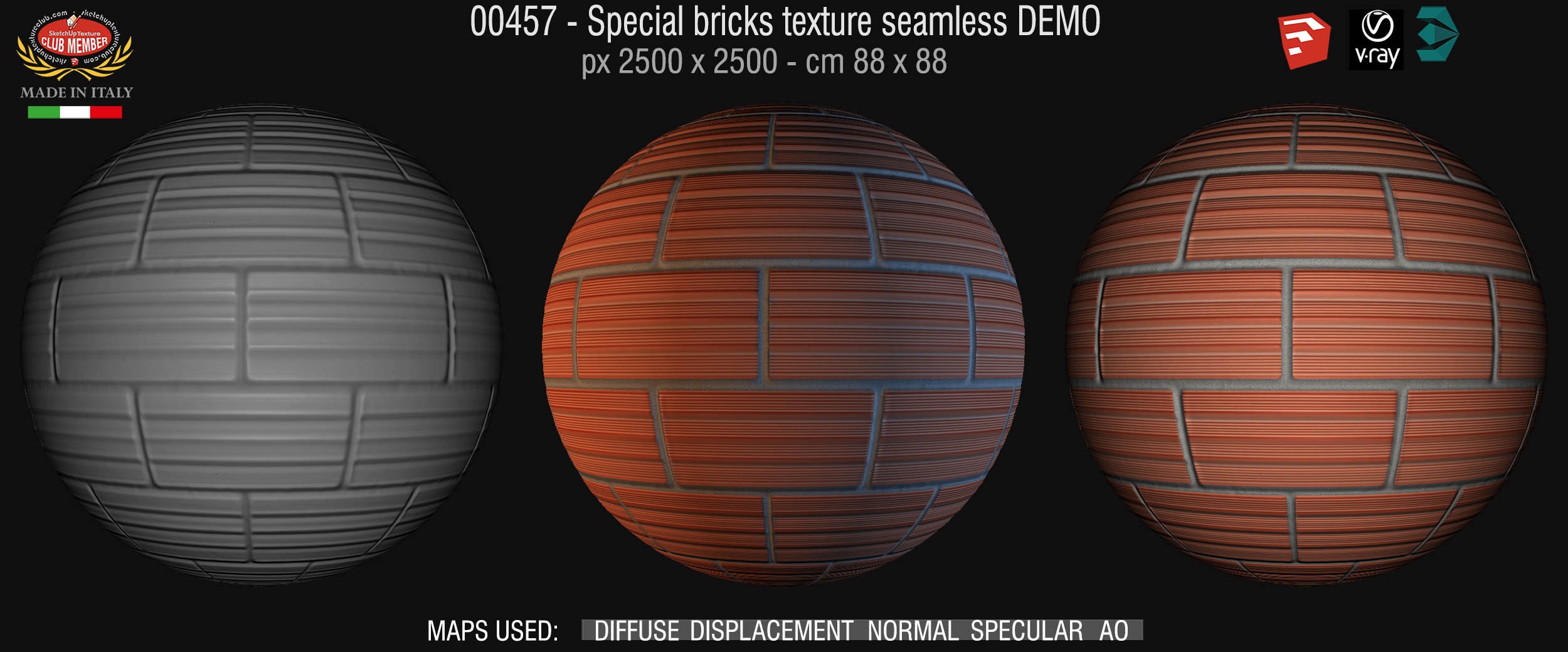 00457 Special bricks texture seamless + maps DEMO