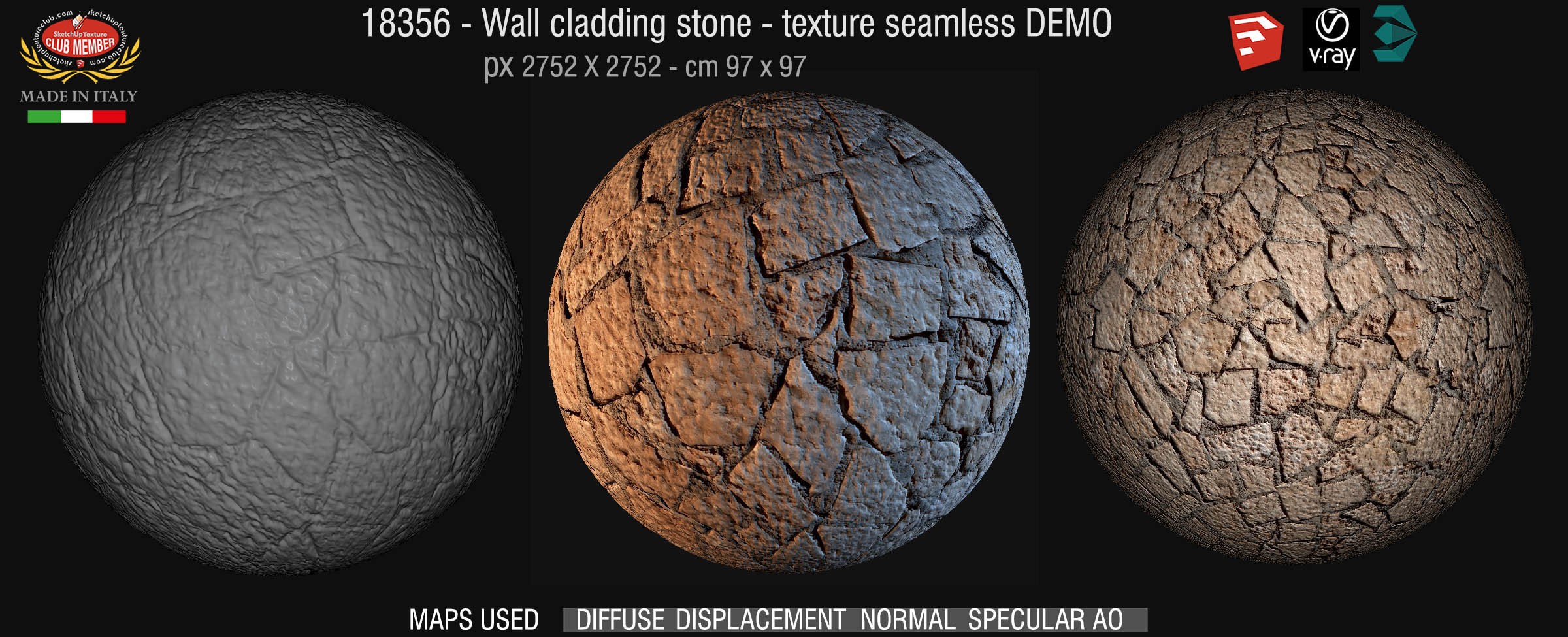 18356 - wall cladding flagstone texture + maps demo