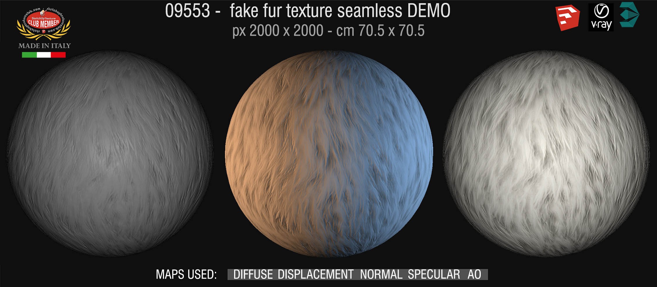 09553 fake animal fur texture seamless + maps DEMO
