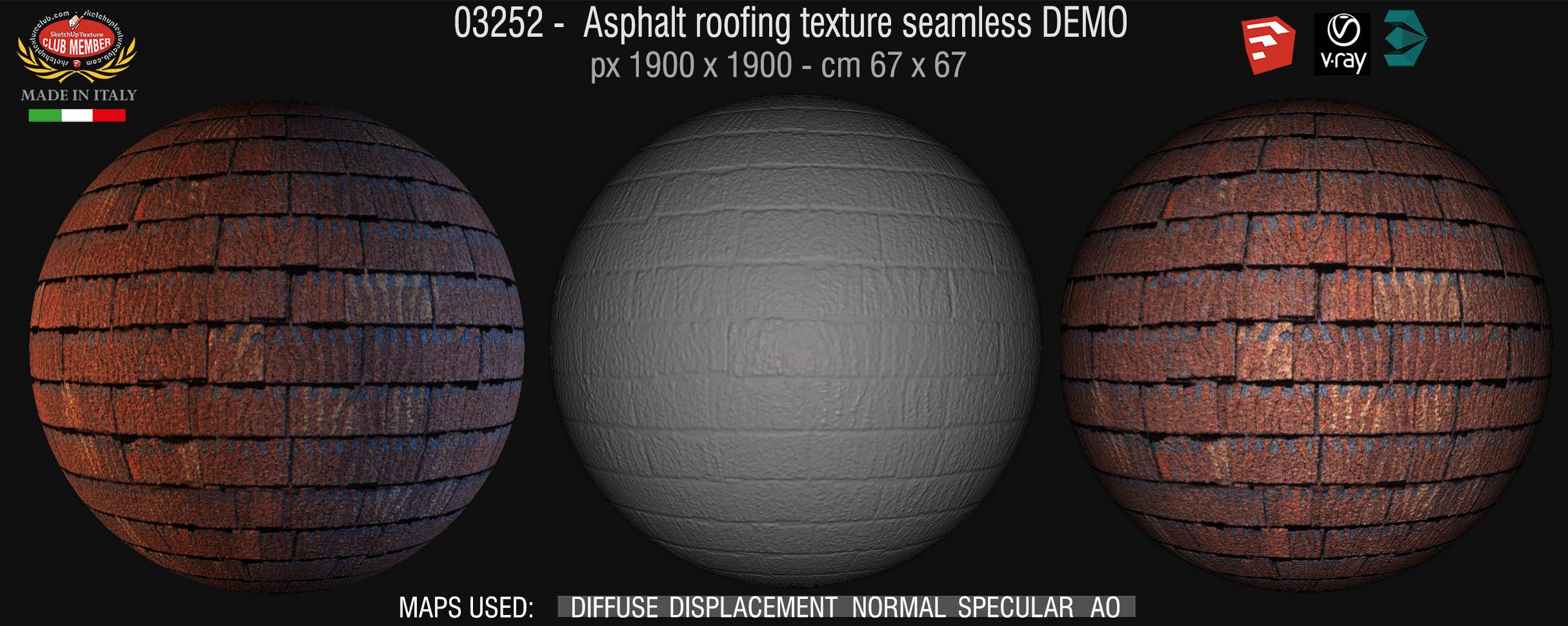 03252 Asphalt roofing texture + maps DEMO