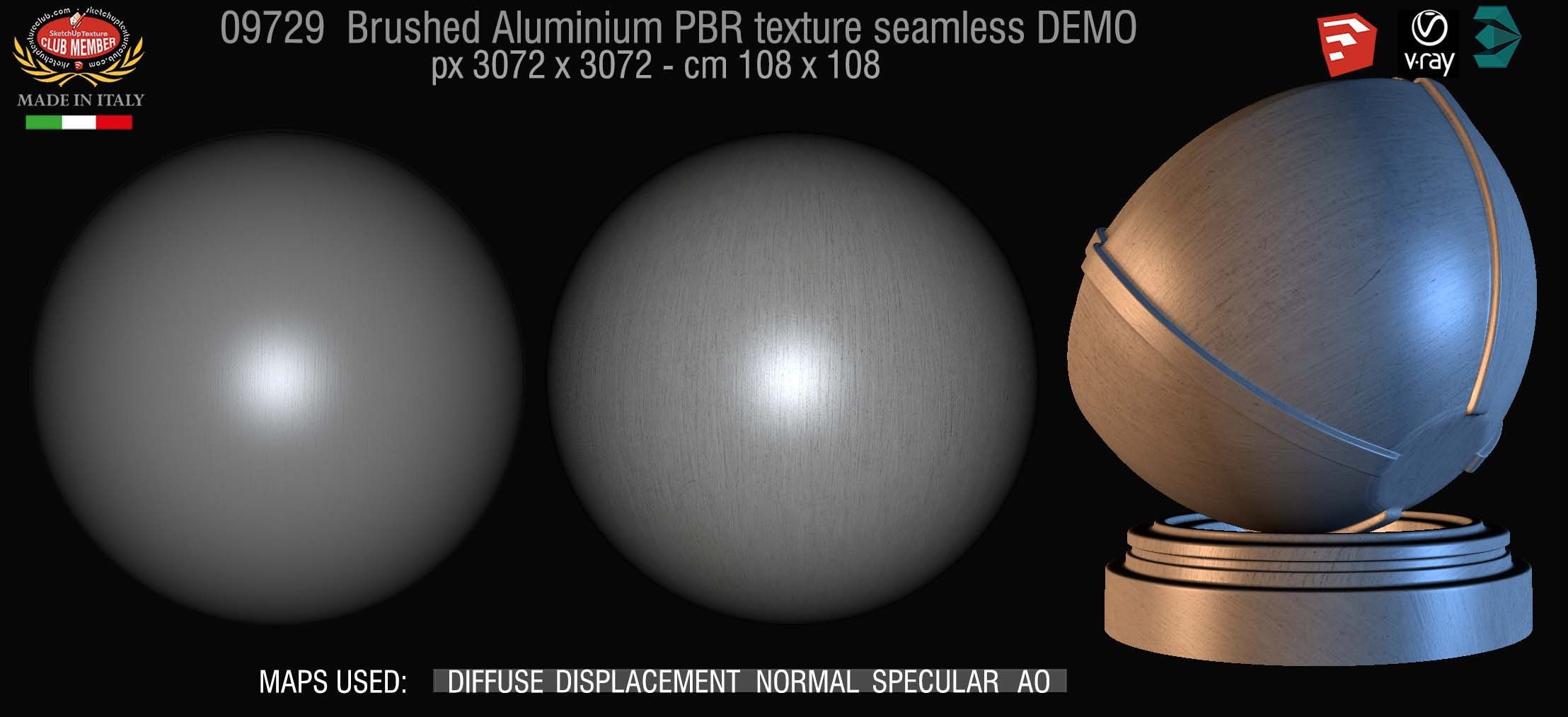 09729 Brushed aluminium PBR texture seamless DEMO
