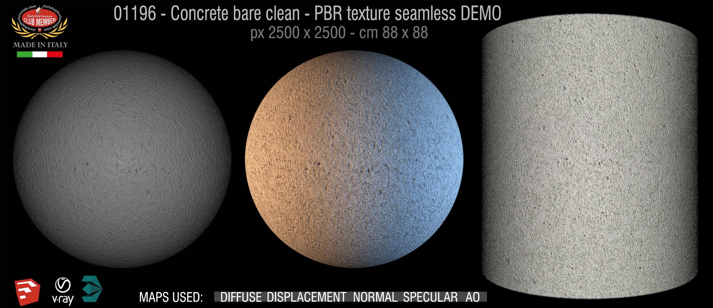 01196 Concrete bare clean-PBR texture seamless DEMO