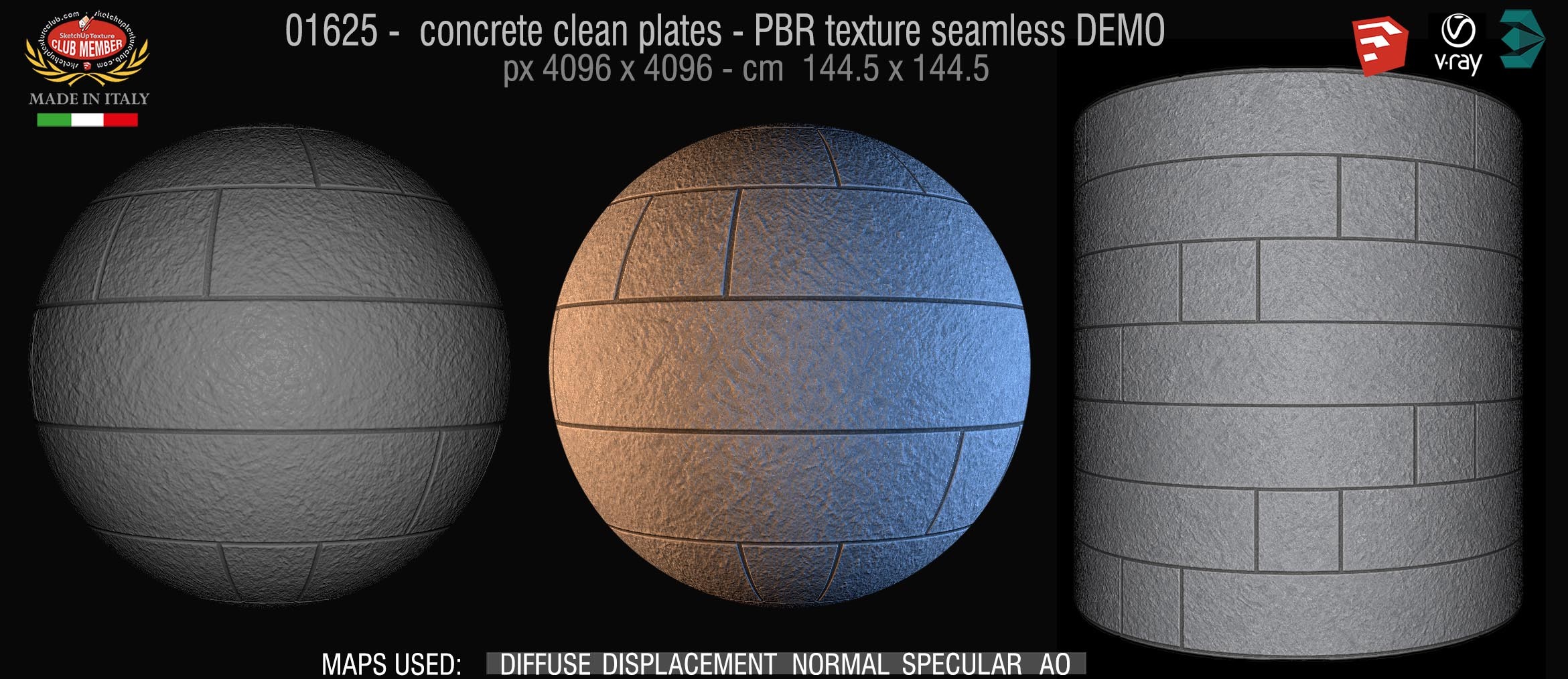 01625 concrete clean plates wall PBR texture seamless DEMO