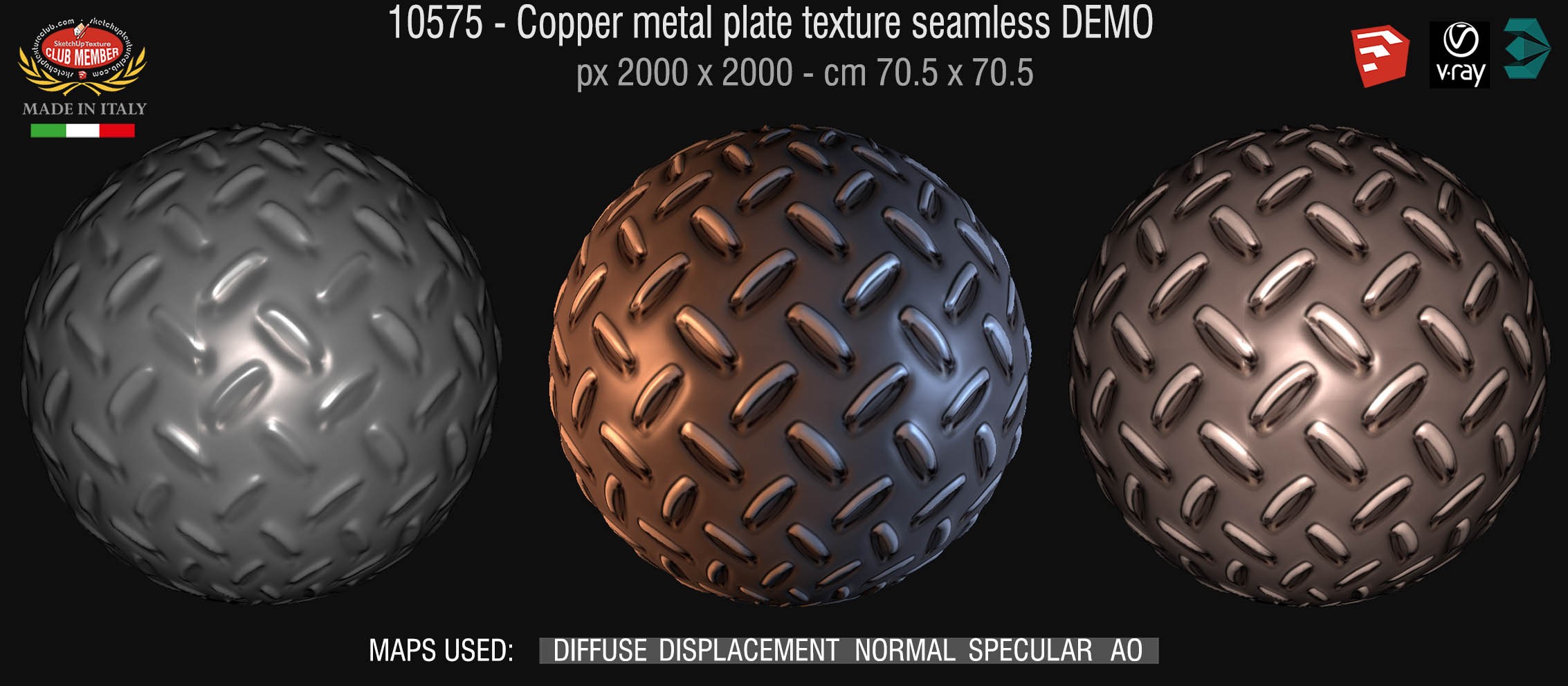 10575 HR Copper metal plate texture seamless + maps DEMO