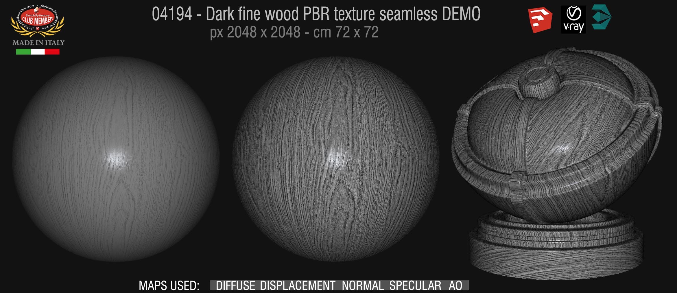 04194 Dark raw wood PBR texture seamless DEMO