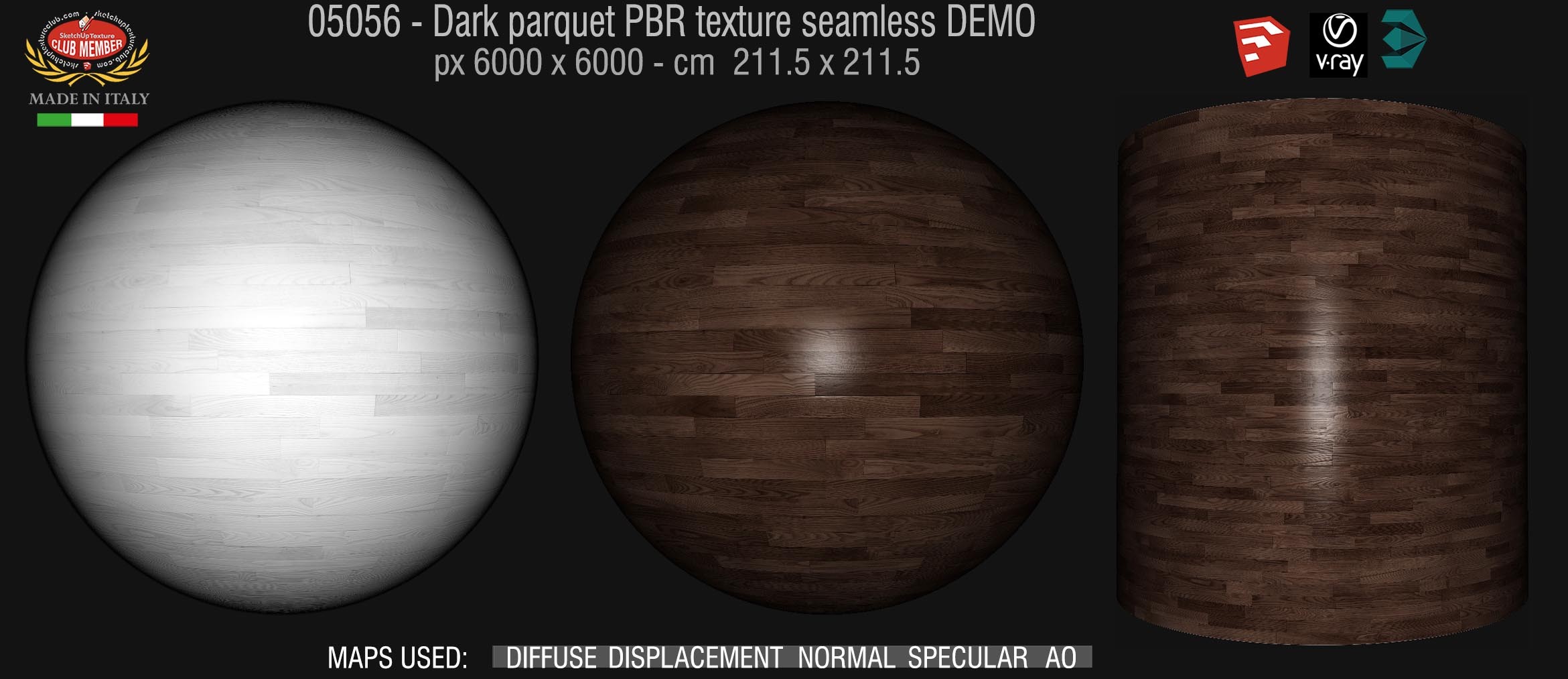 05056 Dark parquet PBR texture seamless DEMO