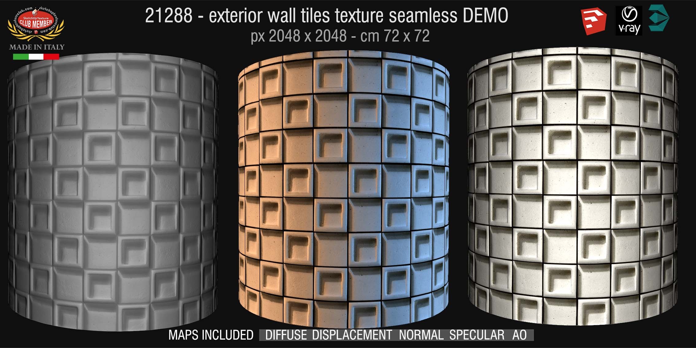 21288 CLICK TO ENLARGE Concrete exterior wall tiles texture + maps DEMO