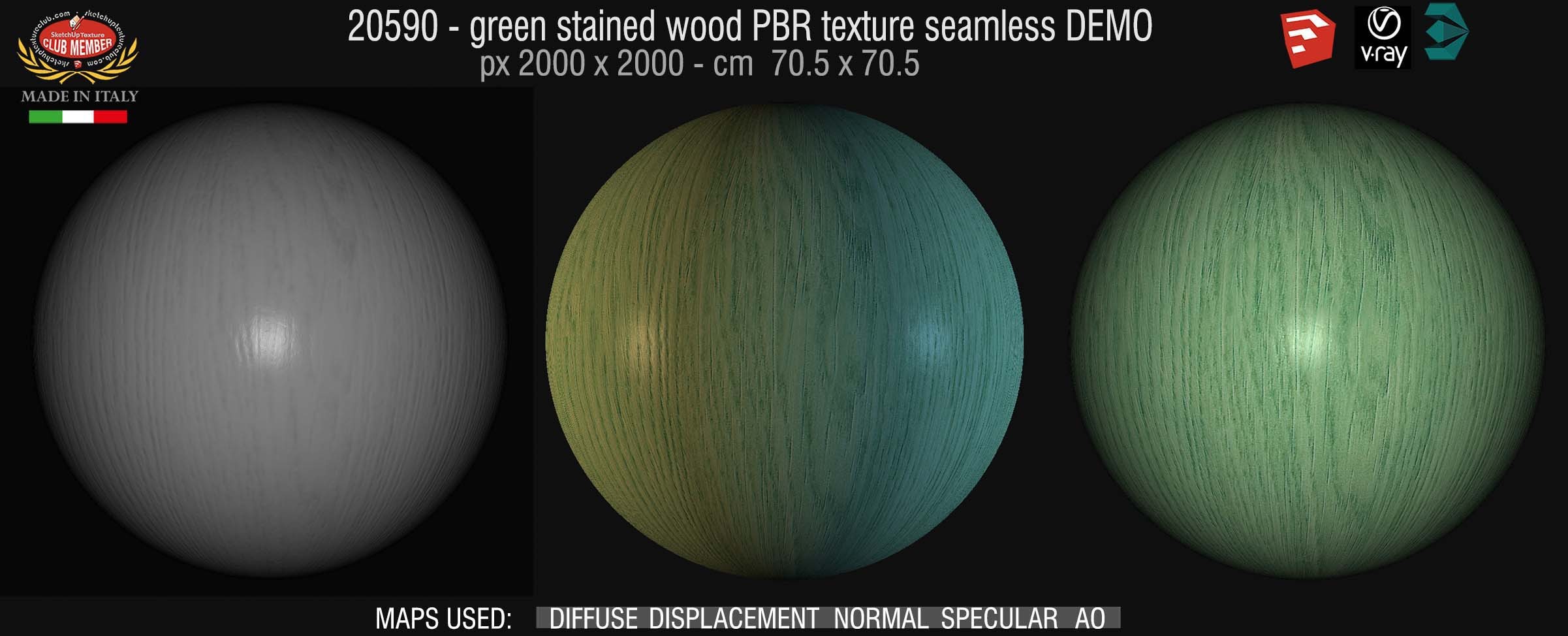 20590 Green stained wood PBR texture seamless DEMO