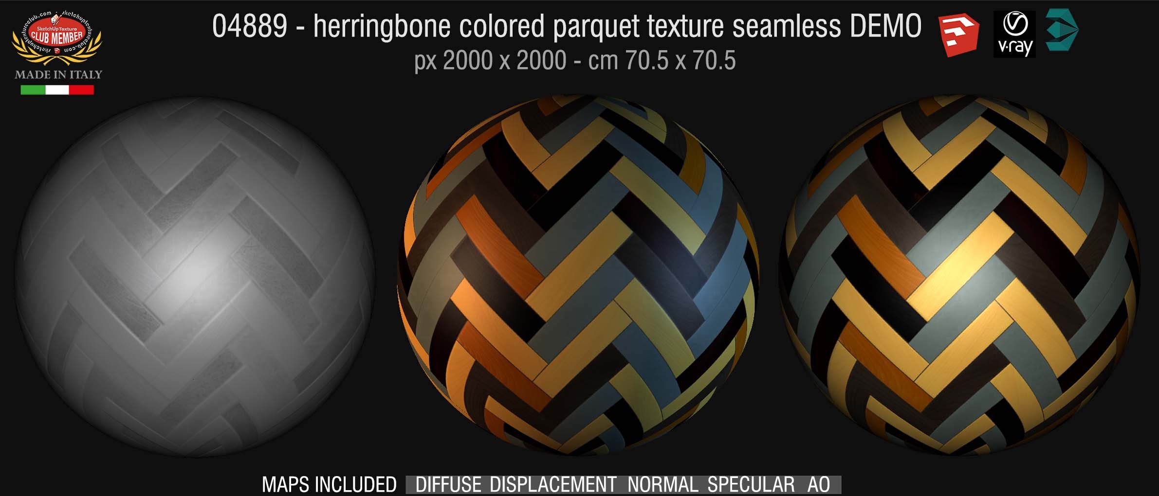 04889 HR Herringbone colored parquet texture seamless + maps DEMO