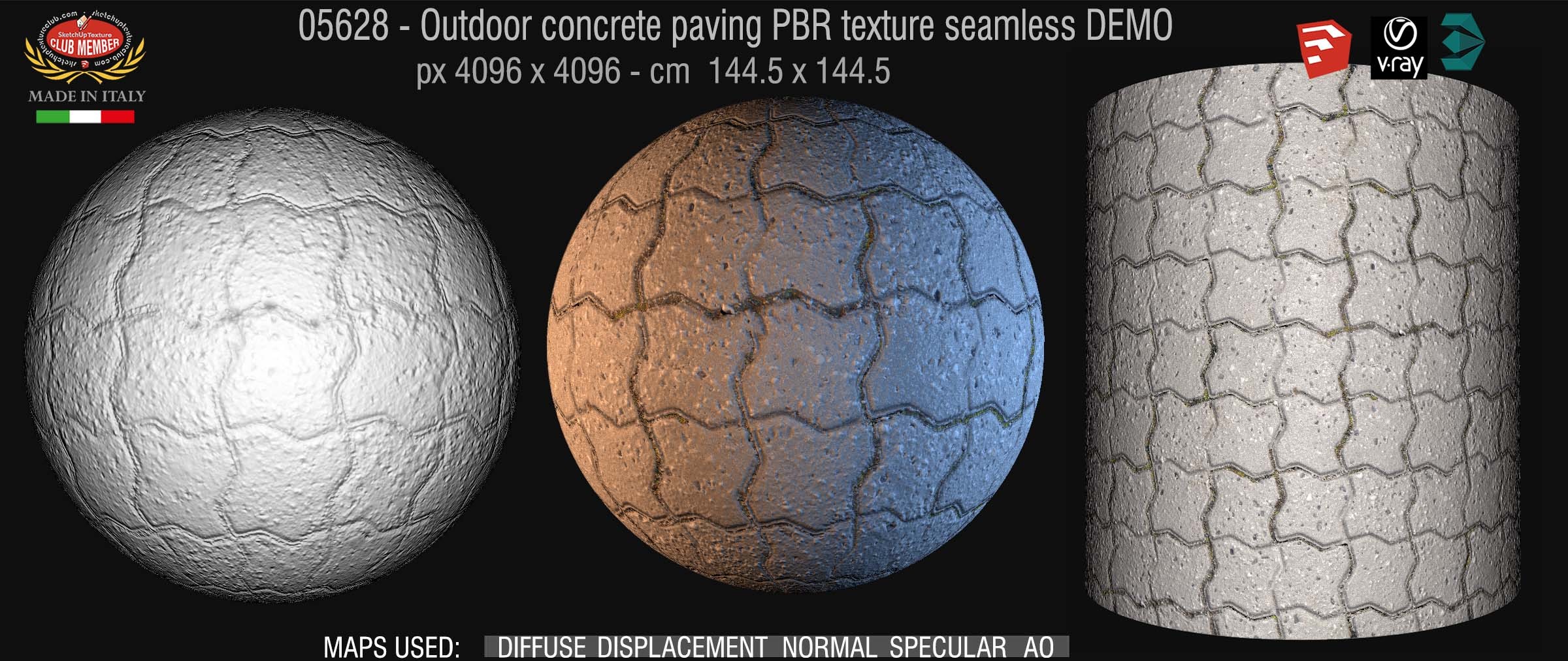 05628  Paving outdoor concrete regular block PBR texture seamless DEMO
