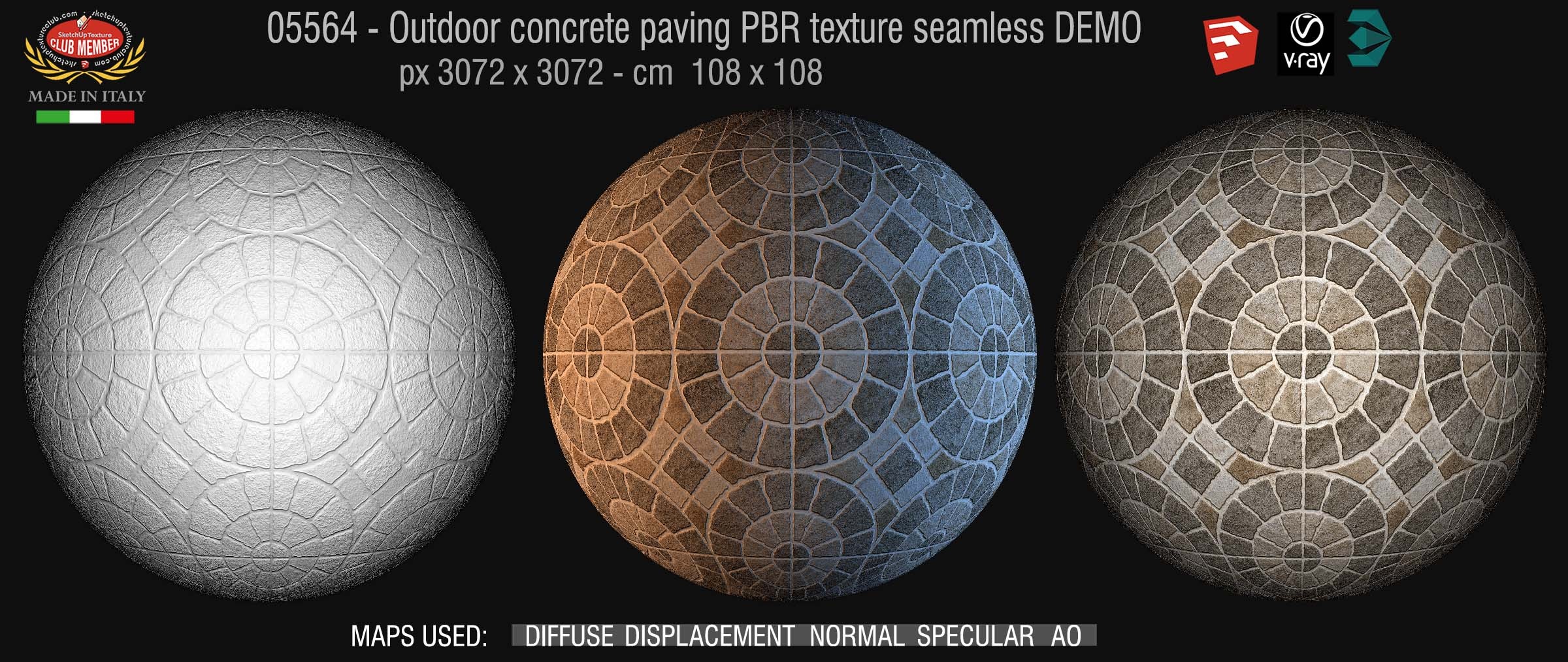 05564 Paving concrete mixed size PBR texture seamless DEMO