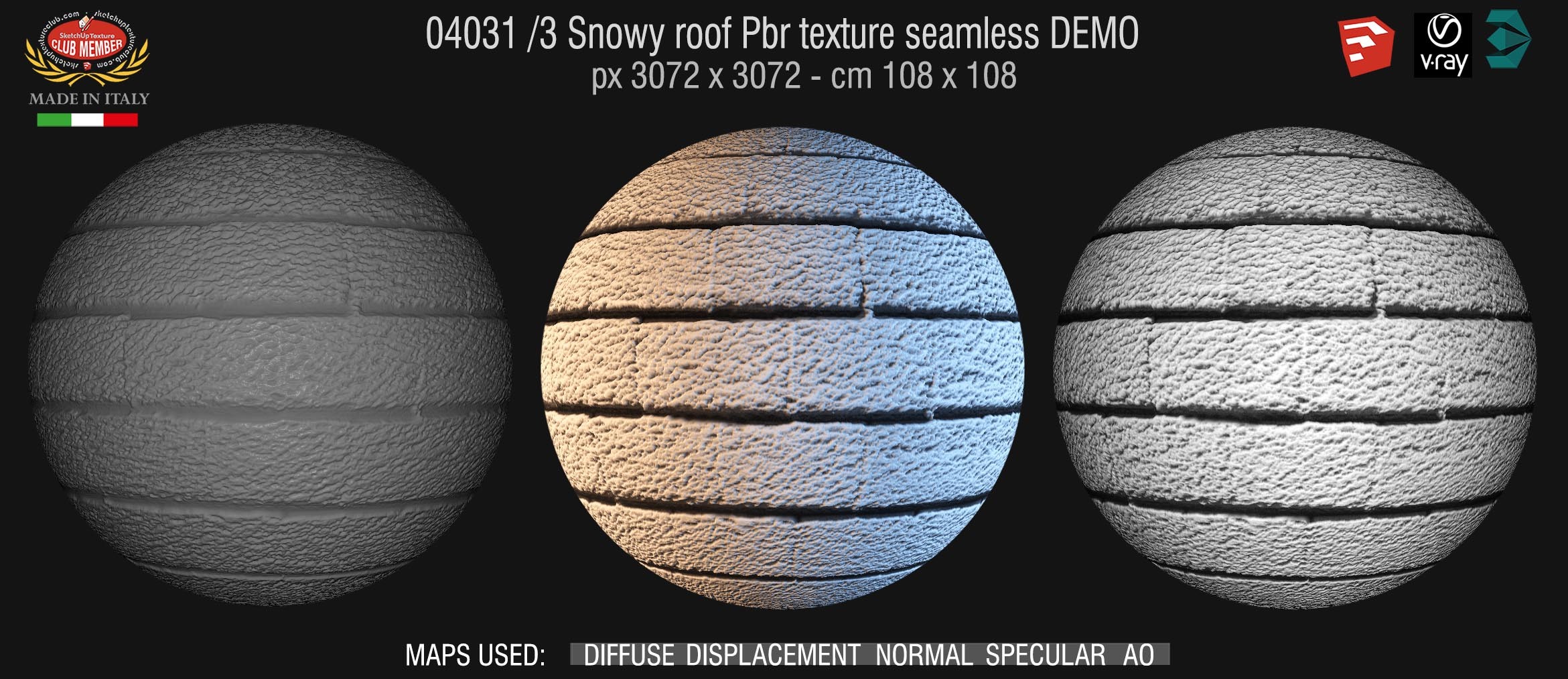 04031/3 Snowy roof Pbr texture seamless DEMO