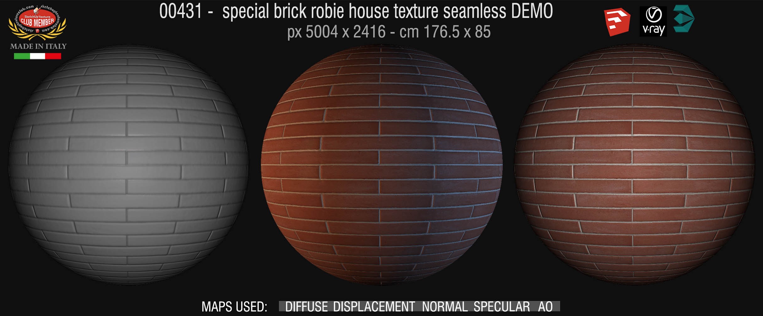 00431 special brick robie house texture seamless + maps DEMO