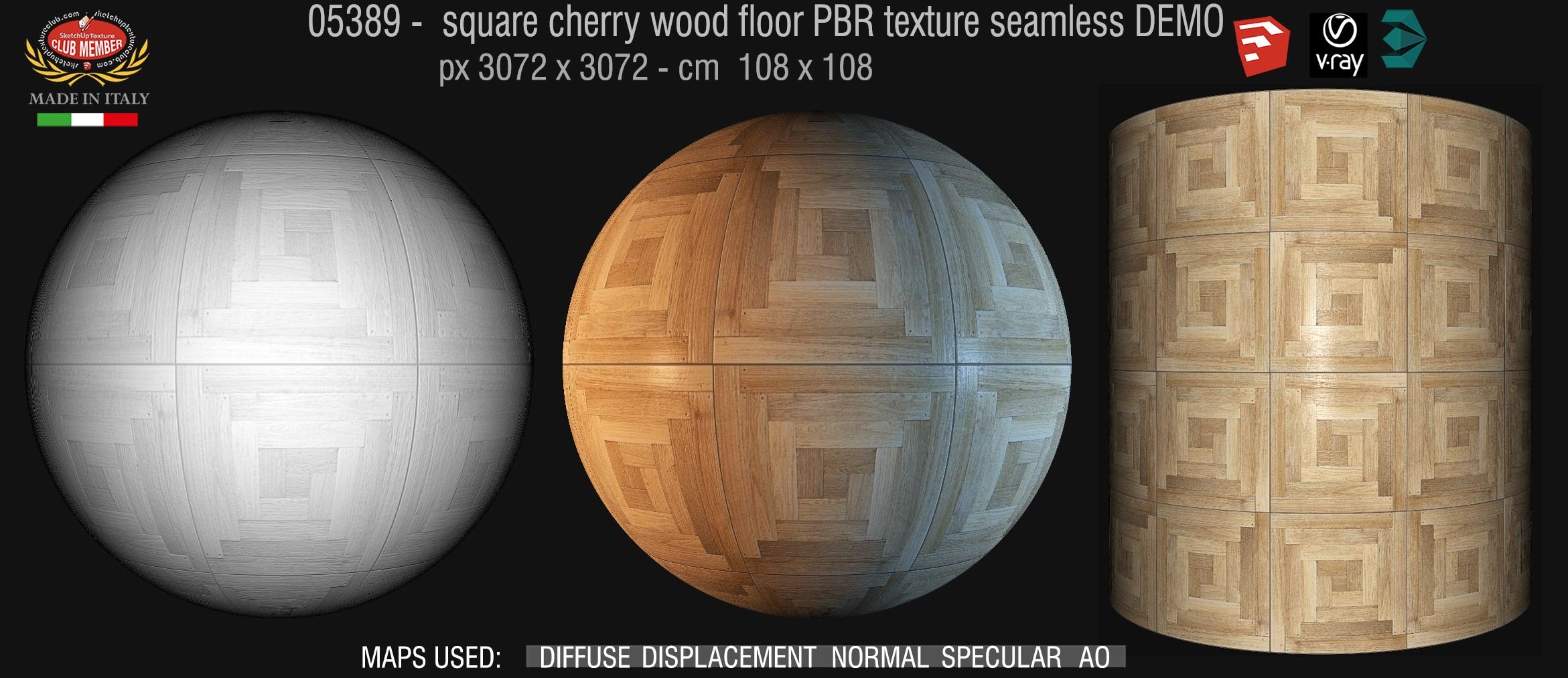 05389 square cherry wood floor PBR texture seamless DEMO