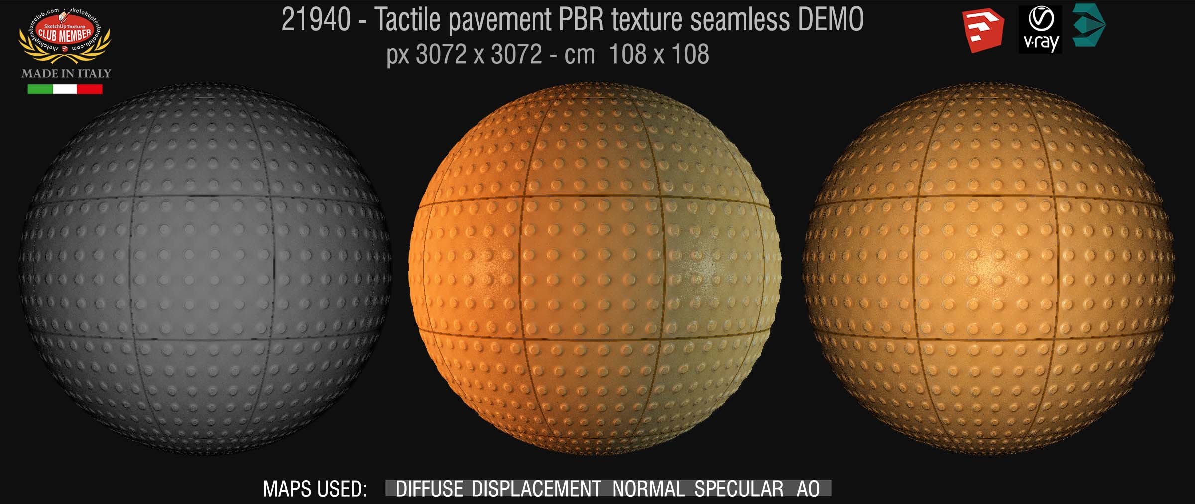 21940 Tactile pavement PBR texture seamless DEMO