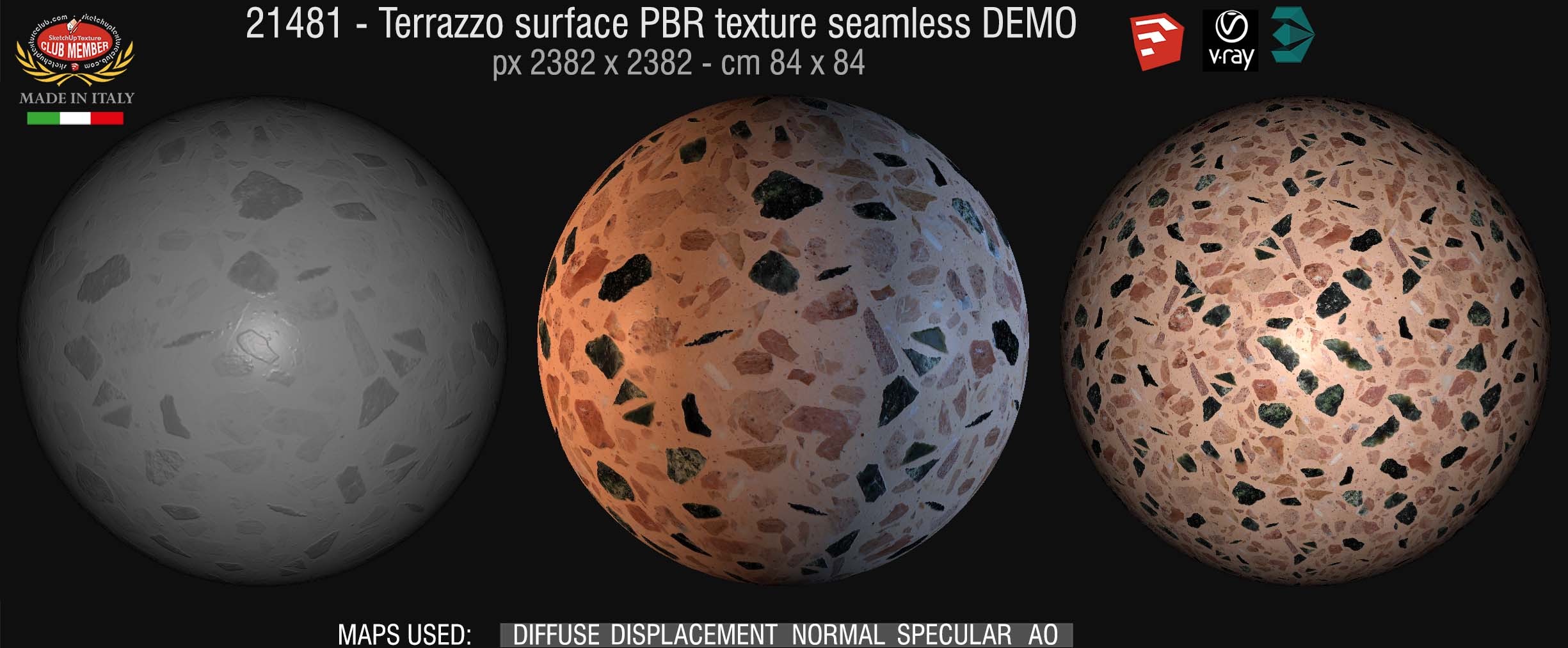 21481 Terrazzo surface PBR texture seamless DEMO