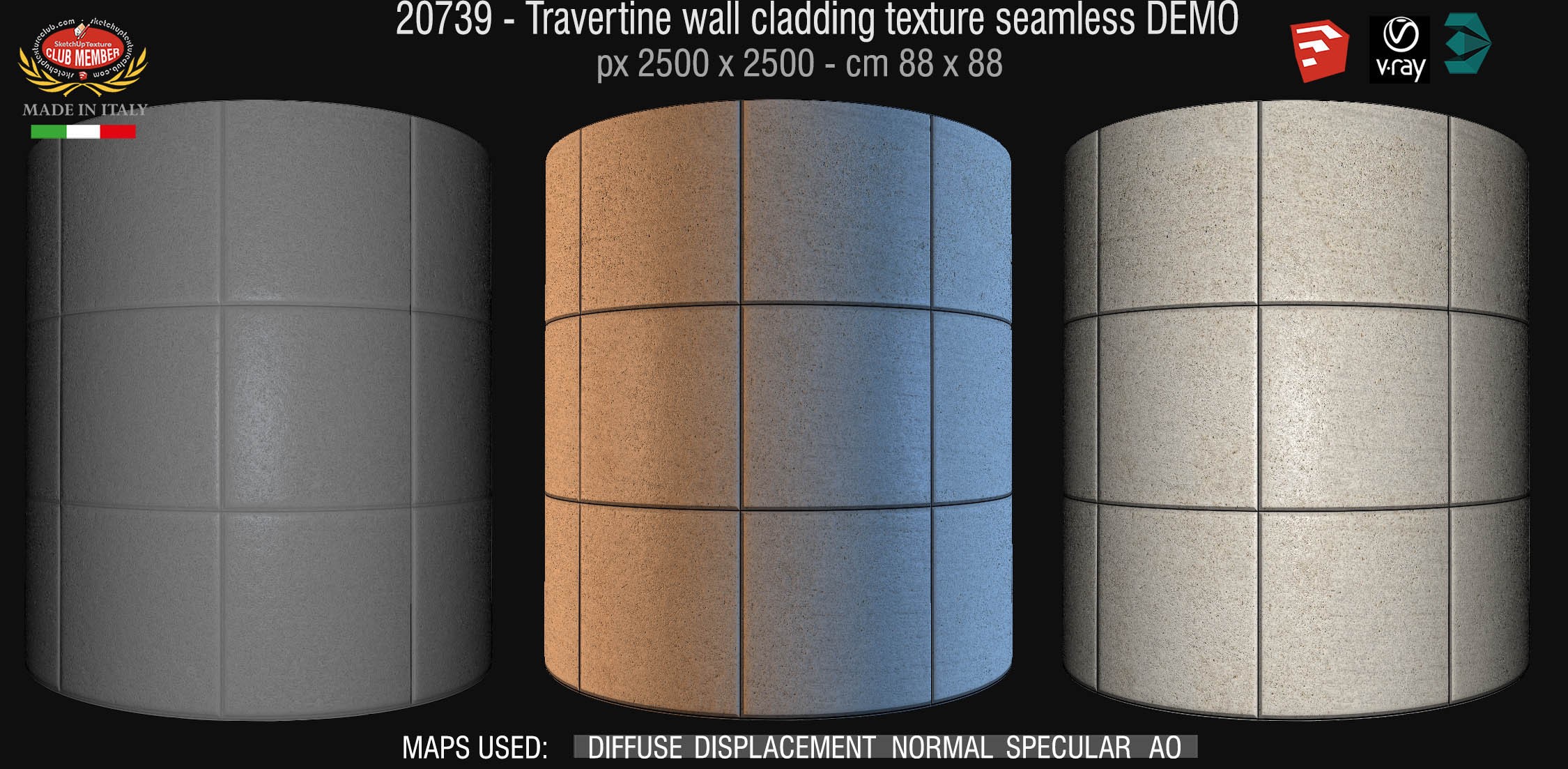 20739 Travertine wall cladding texture & maps DEMO