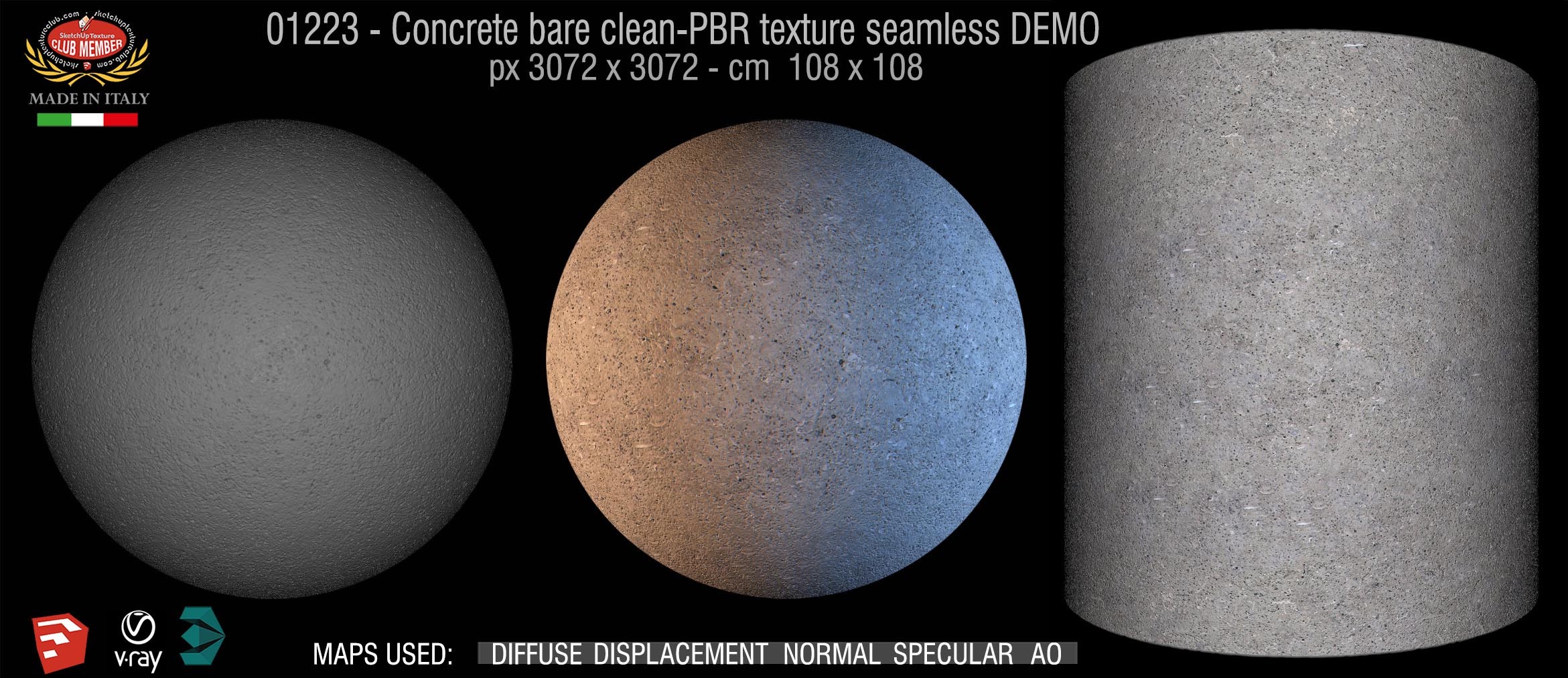 01223 Concrete bare clean-PBR texture seamless DEMO