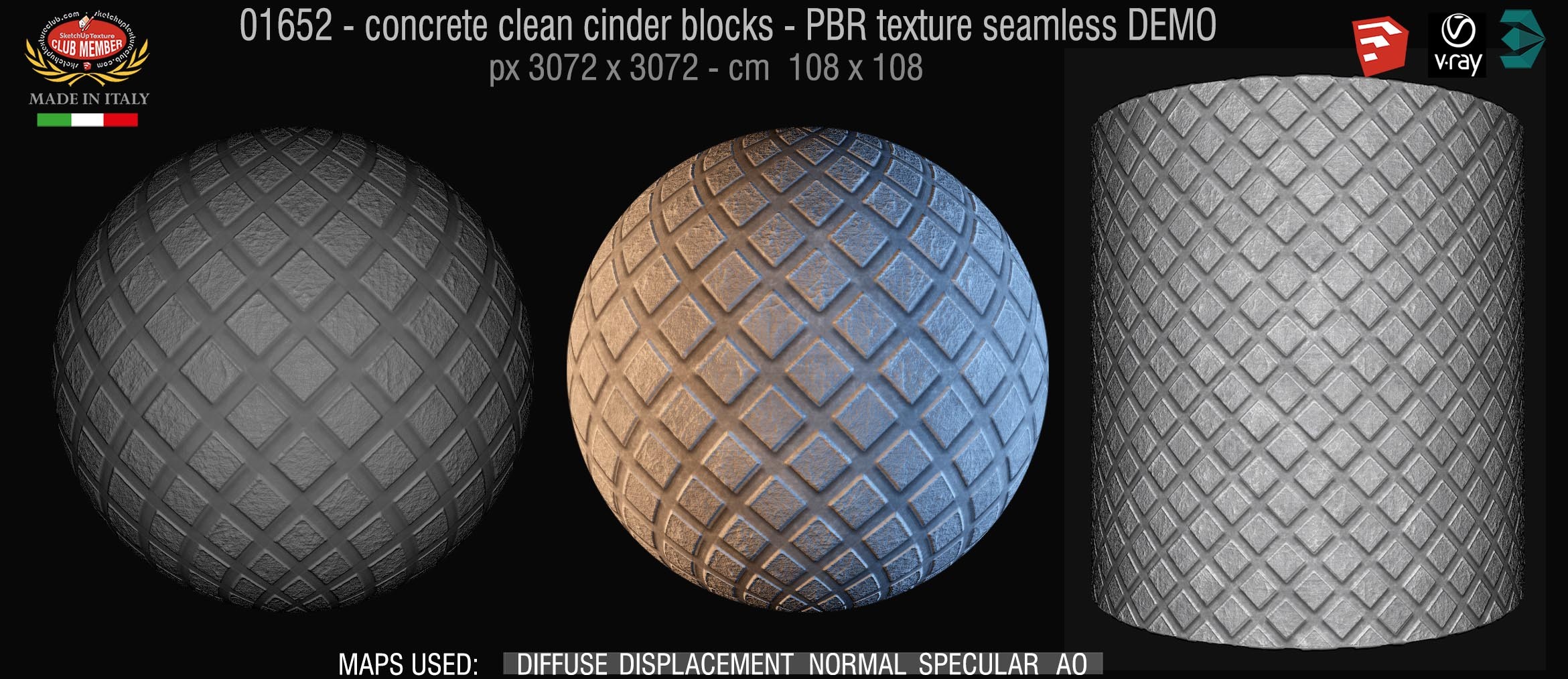 01652 concrete clean cinder blocks PBR texture seamless DEMO