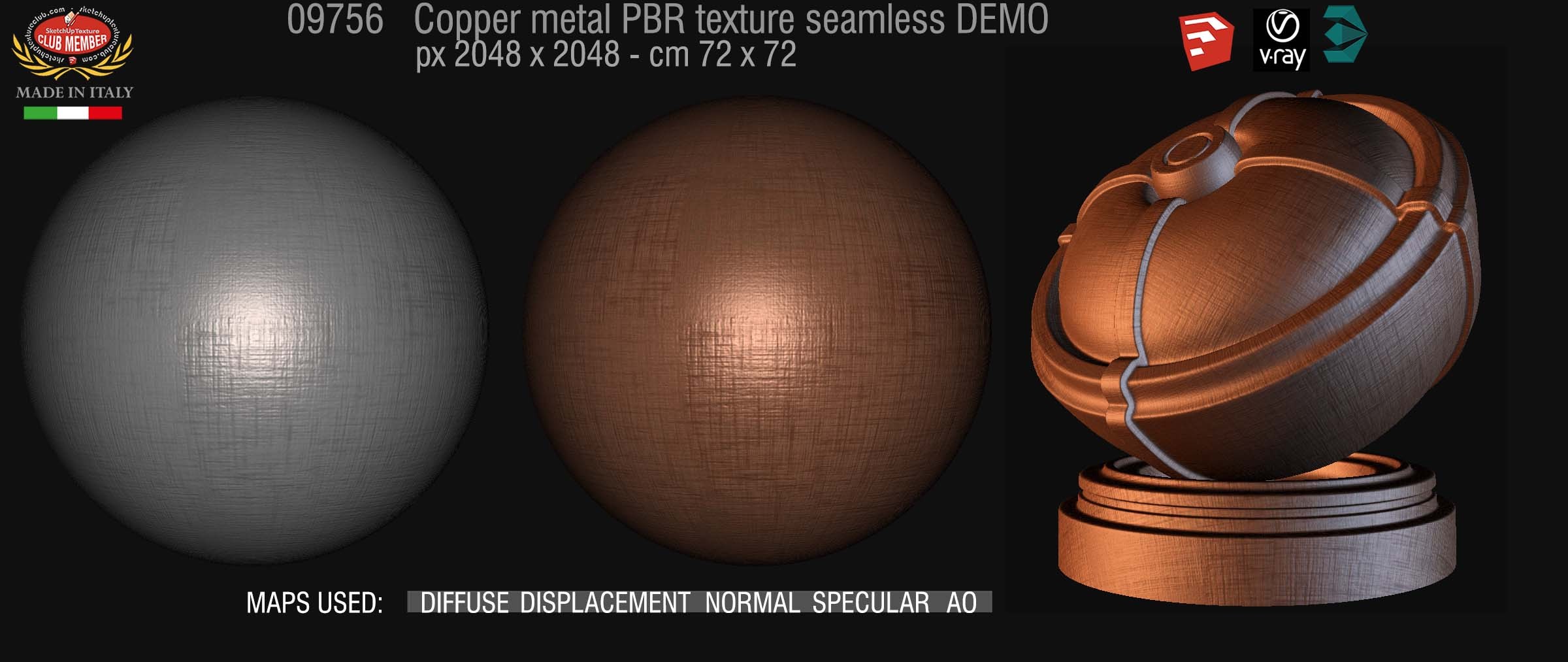 09756 Copper metal PBR texture seamless DEMO