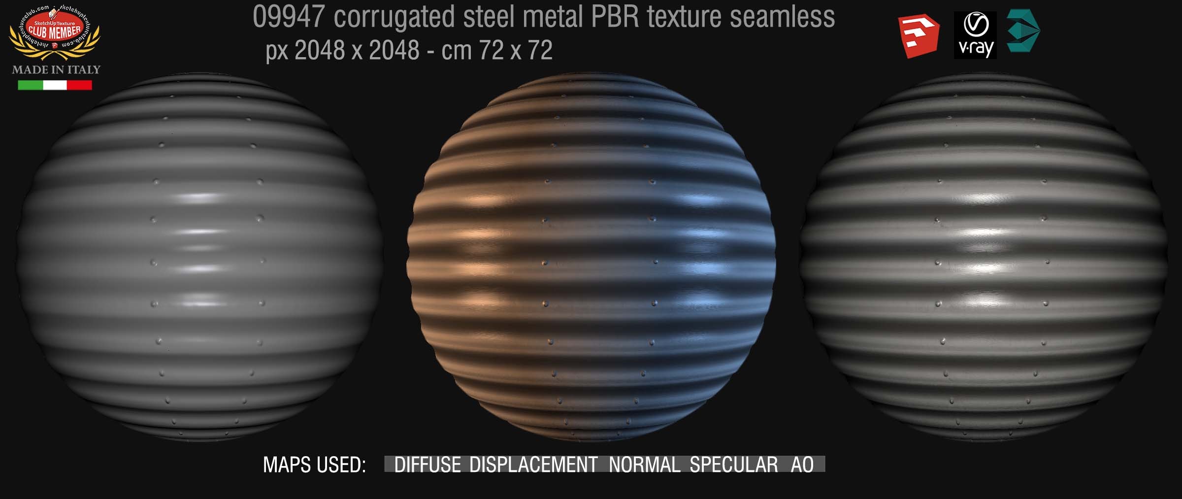 09947 Corrugated steel PBR texture seamless DEMO