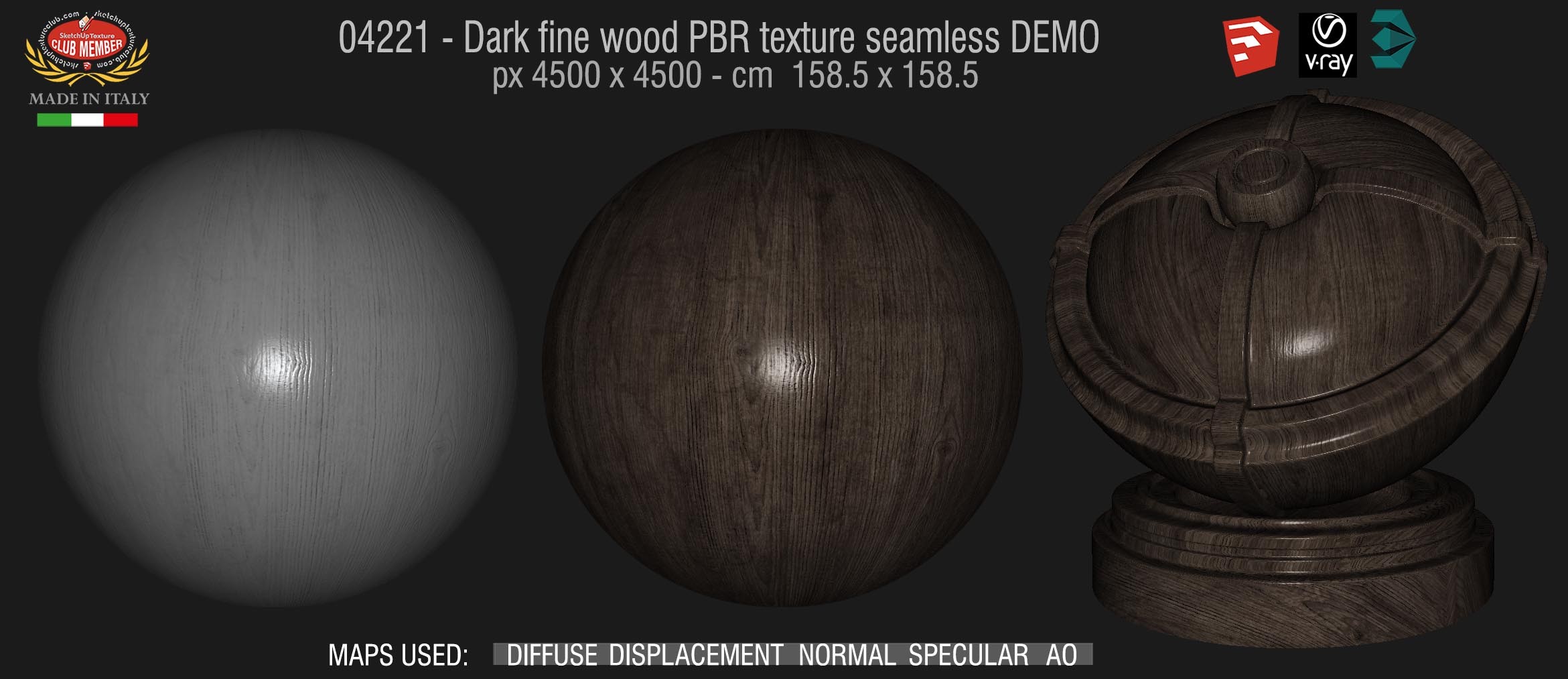 04221 Dark fine wood PBR texture seamless DEMO