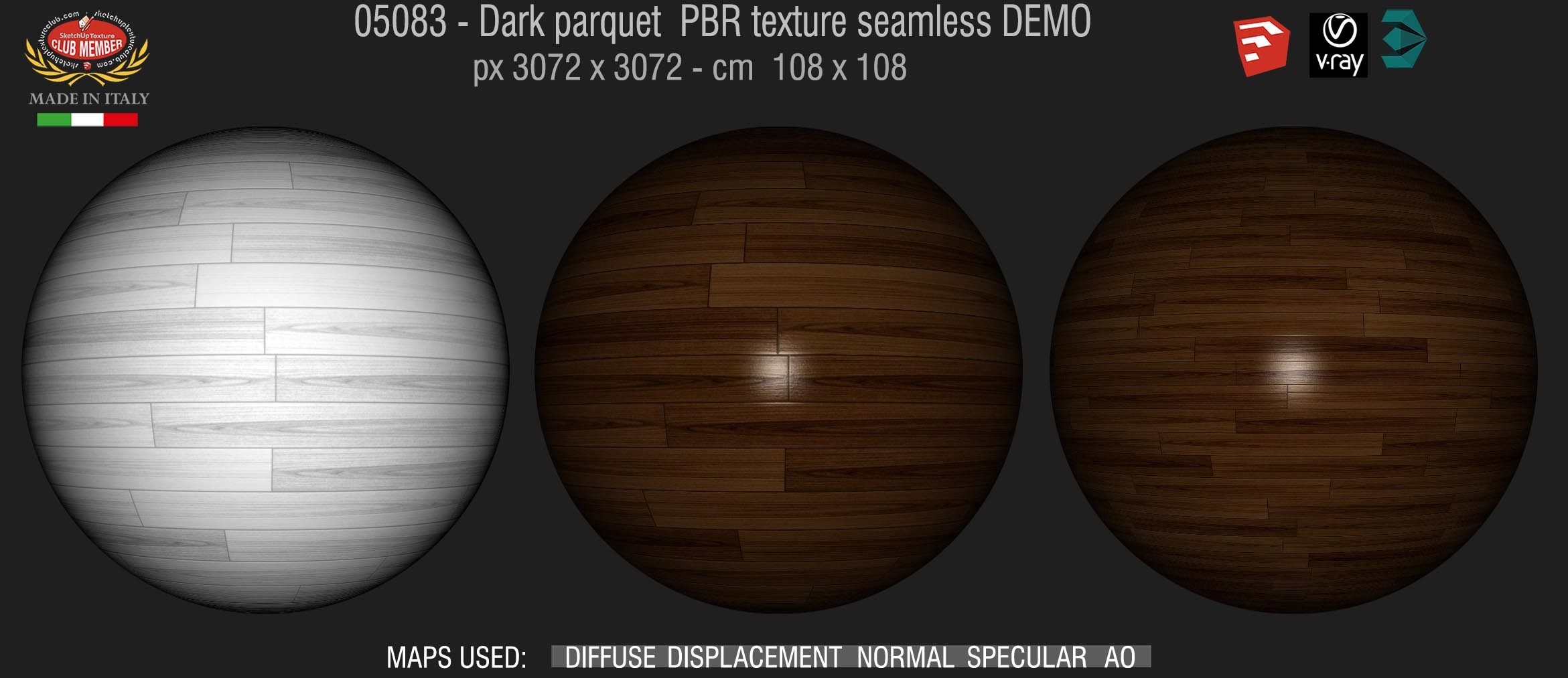 05083 Dark parquet PBR texture seamless DEMO